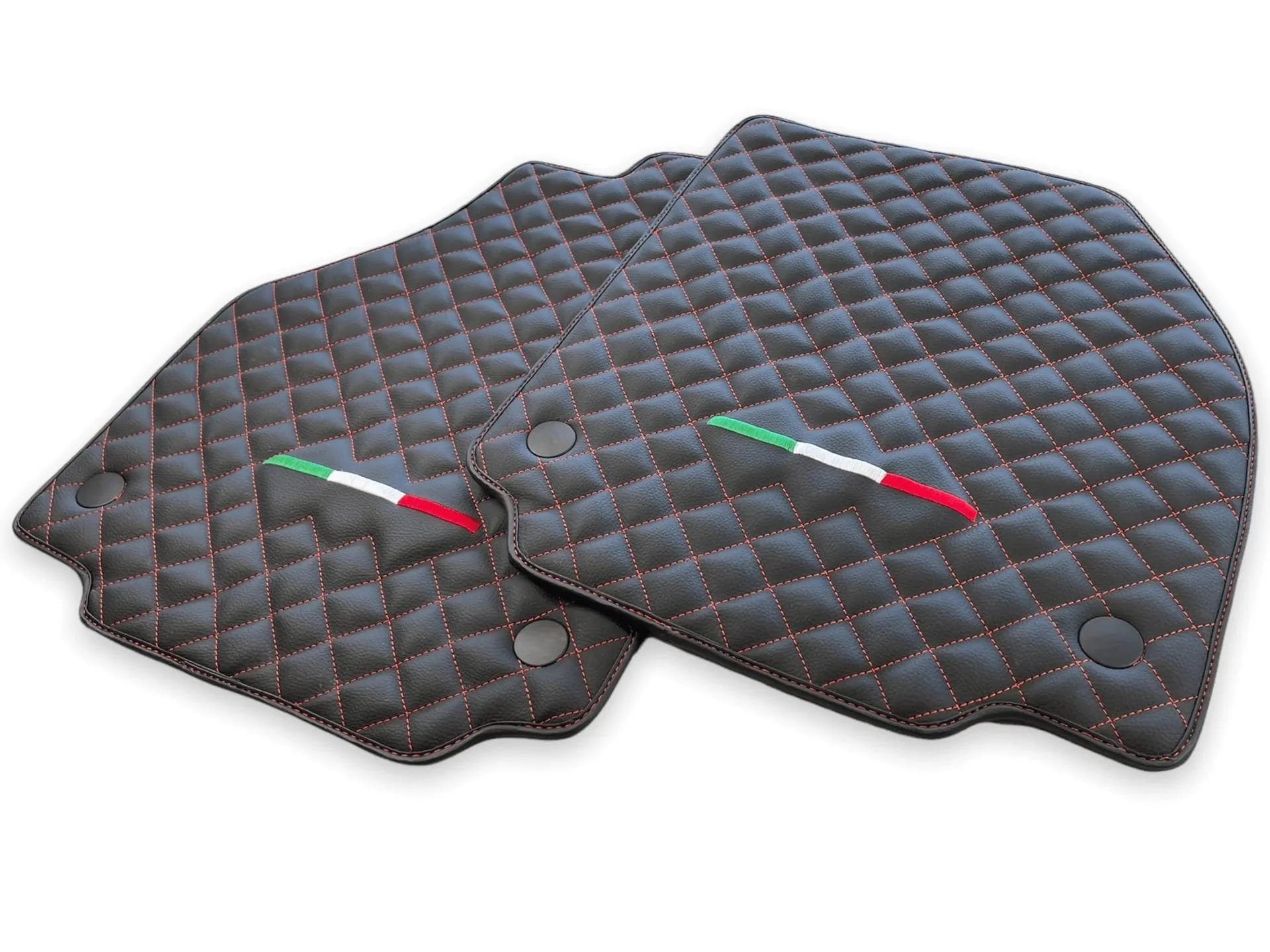 Custom fit Ferrari 458 floor mats, premium quality, precise fitment, featuring stylish quilted design and Italian accents.