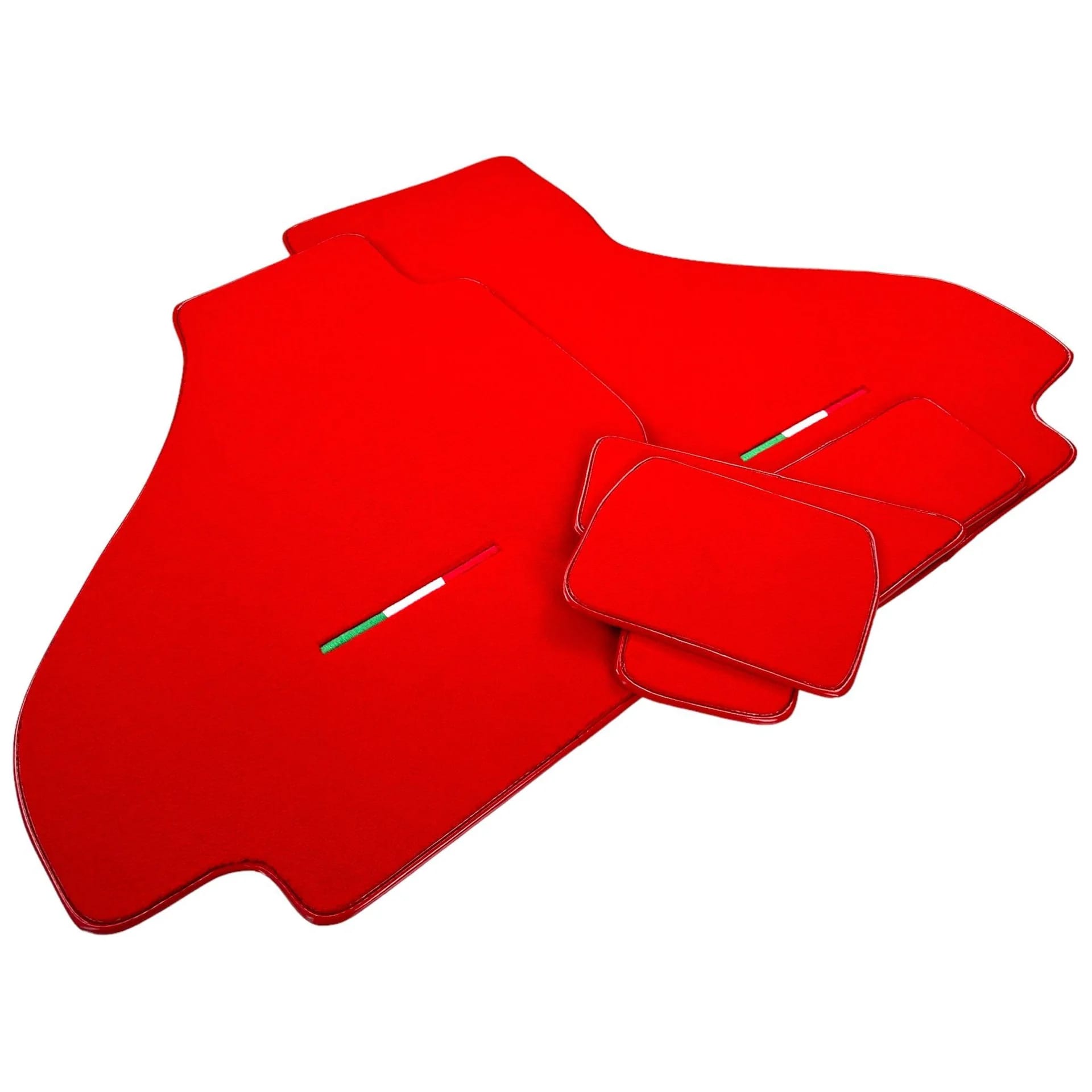 Ferrari 512 TR custom fit floor mats, premium quality material, precise fitment, vibrant red design for luxury interiors.