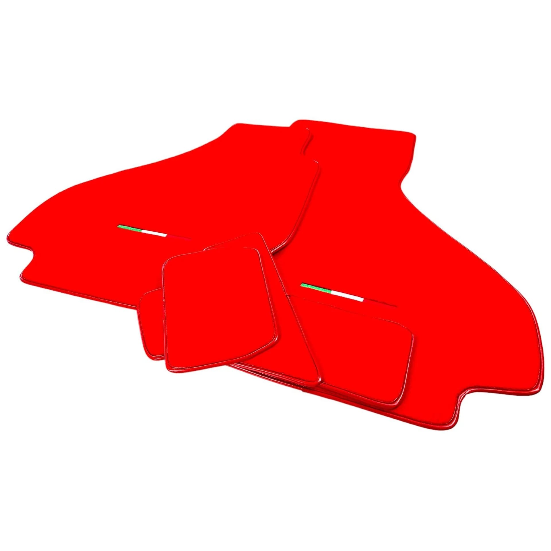 Ferrari 512 TR custom fit floor mats, premium quality, precise fitment, vibrant red design for luxury vehicles.