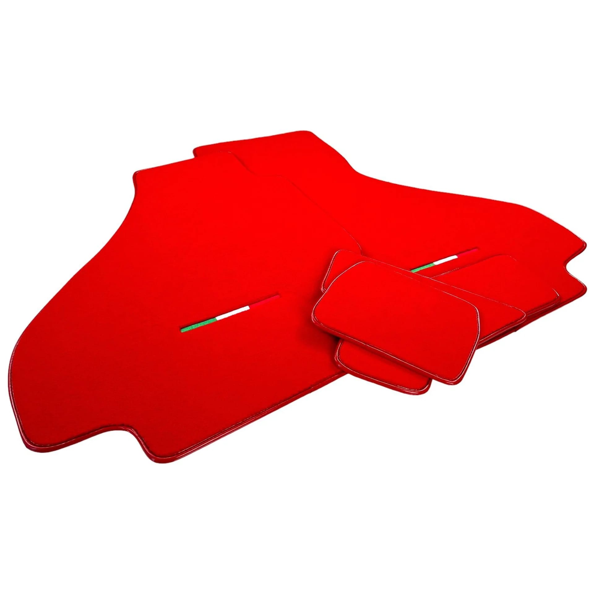 Ferrari 512 TR custom fit floor mats, premium quality material, precise fitment, vibrant red design for luxury interiors.