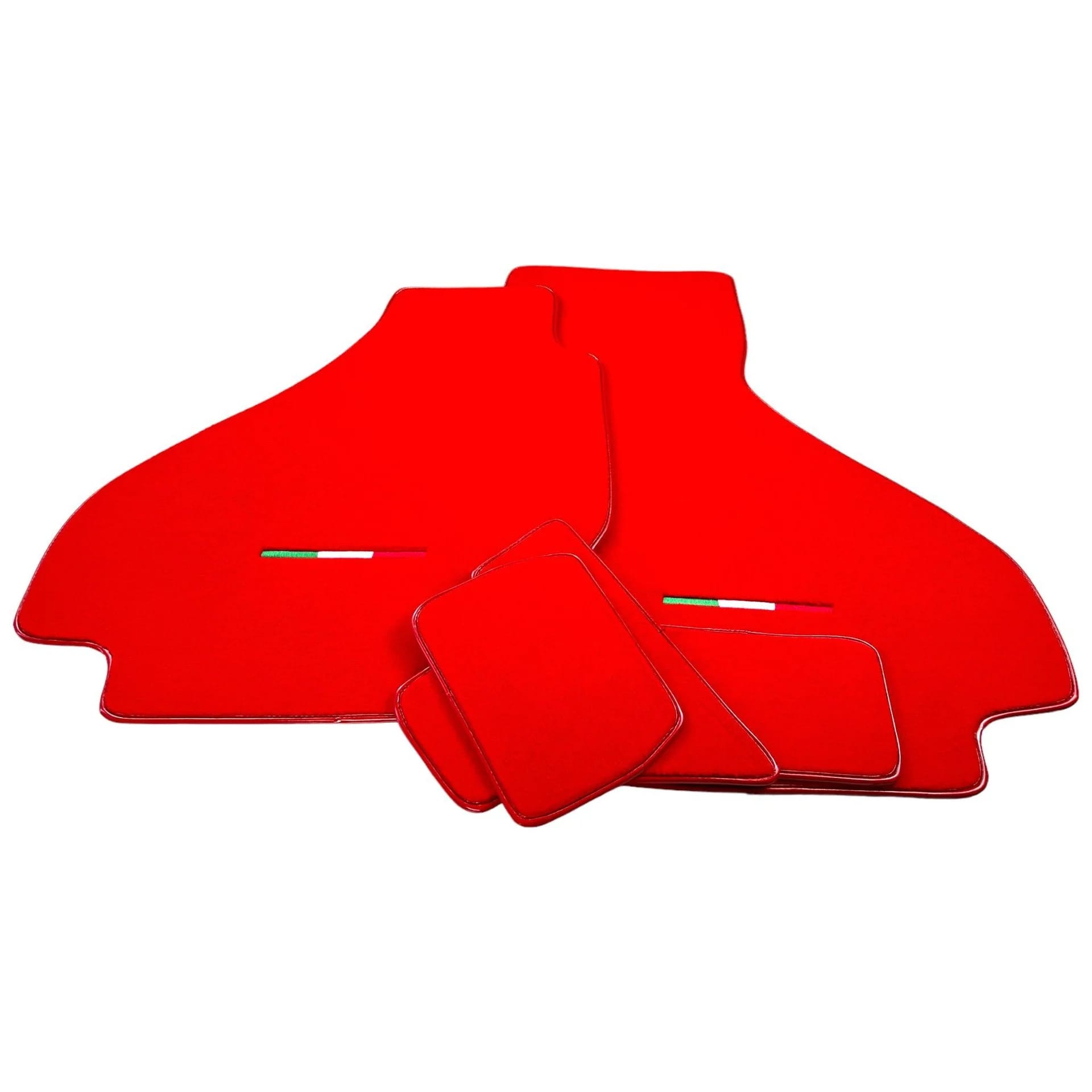 Ferrari 512 TR custom fit floor mats, premium quality material, precise fitment, vibrant red color for luxury interiors.