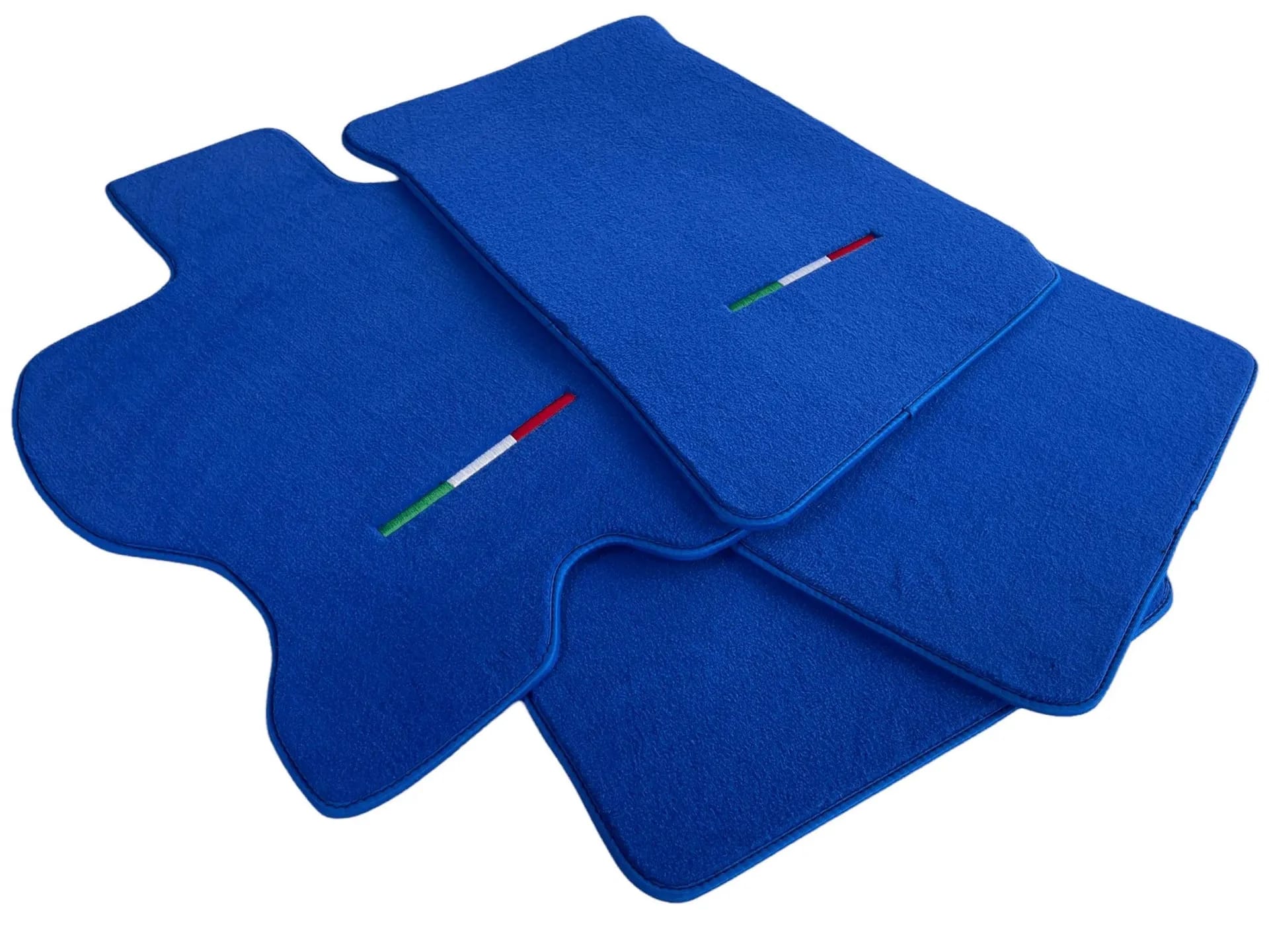 Ferrari FF custom fit floor mats, premium quality material, precise fitment, stylish blue with Italian flag embroidery.