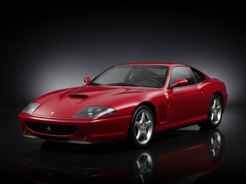 Ferrari 550 Maranello luxury leather floor mats with premium stitching and embroidered logo 1996-2002