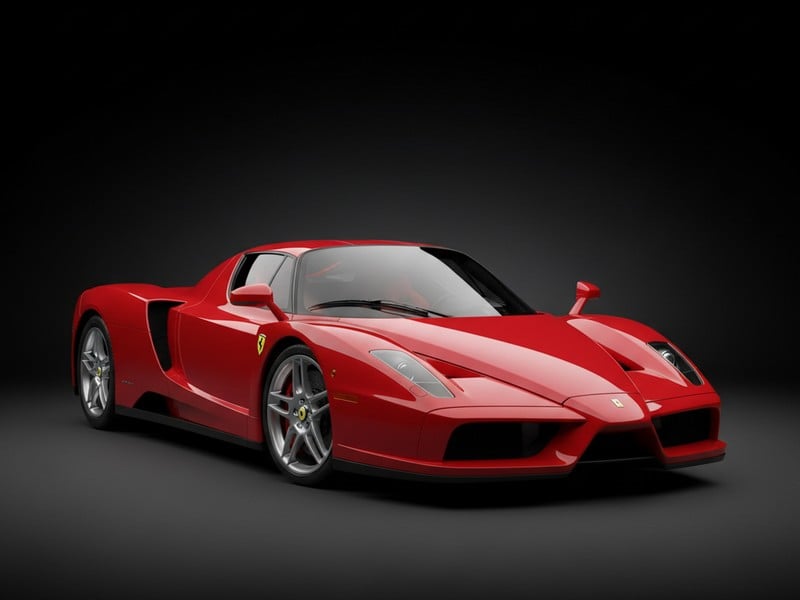 Ferrari Enzo luxury leather floor mats with premium stitching and embroidered logo 2002-2004