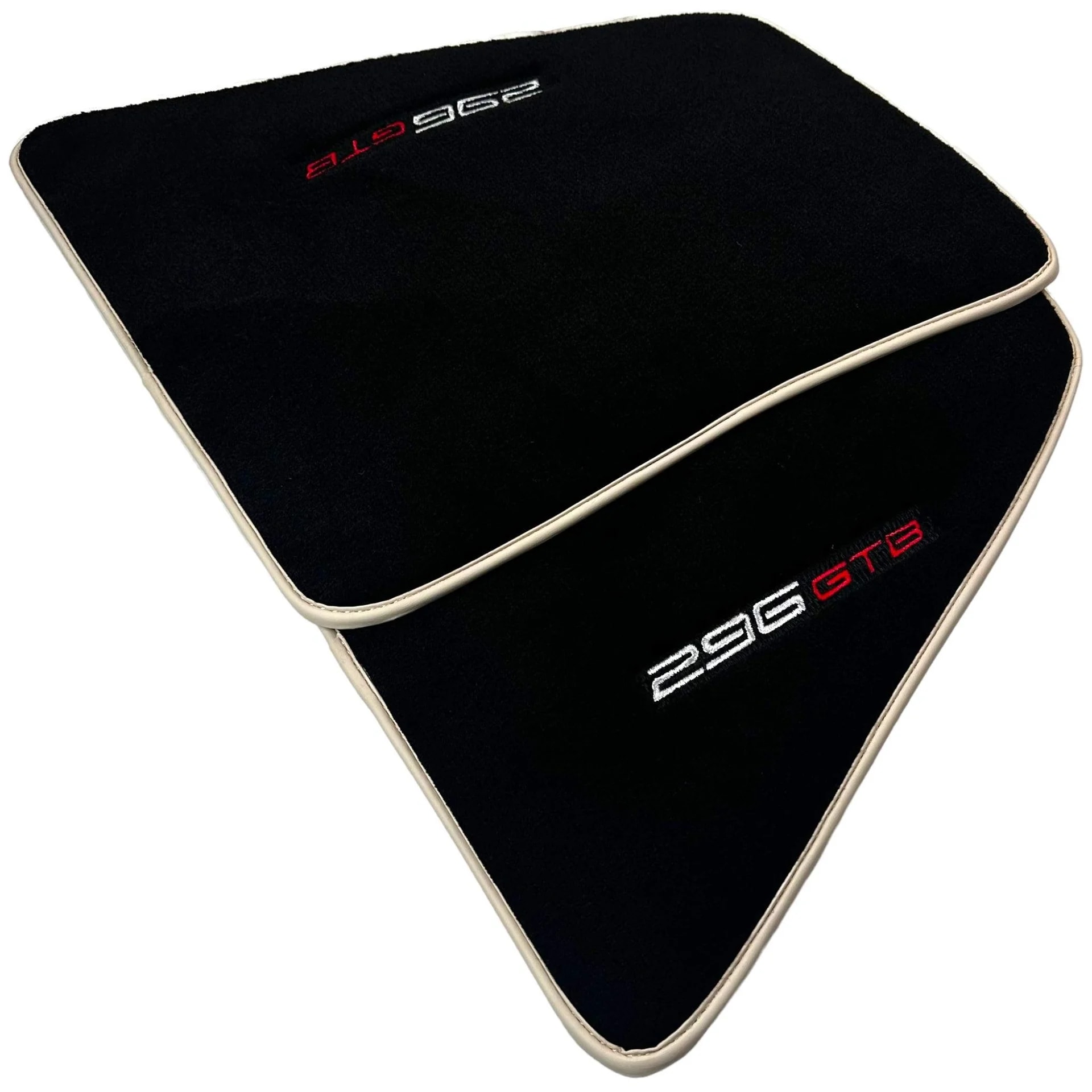 Luxury black floor mats for Ferrari 296 GTB front view