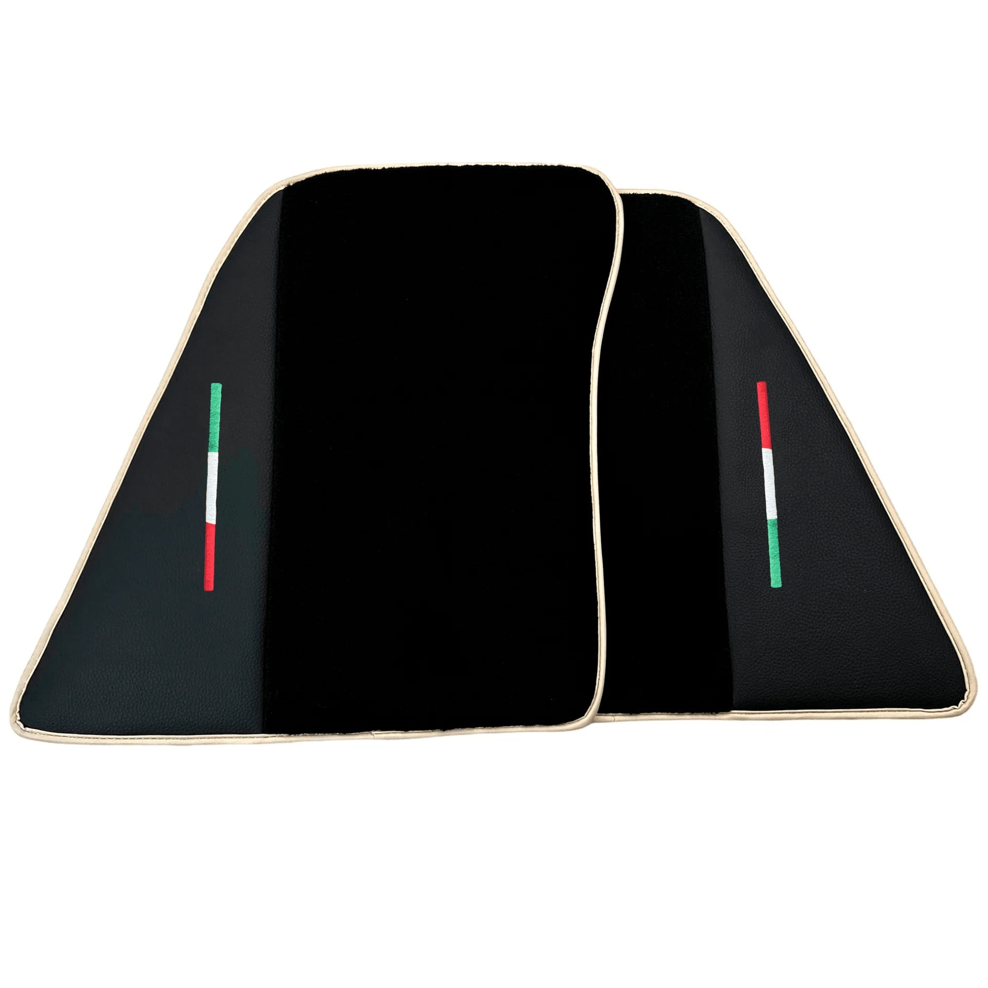 Black floor mats for Ferrari 296 GTB with beige trim