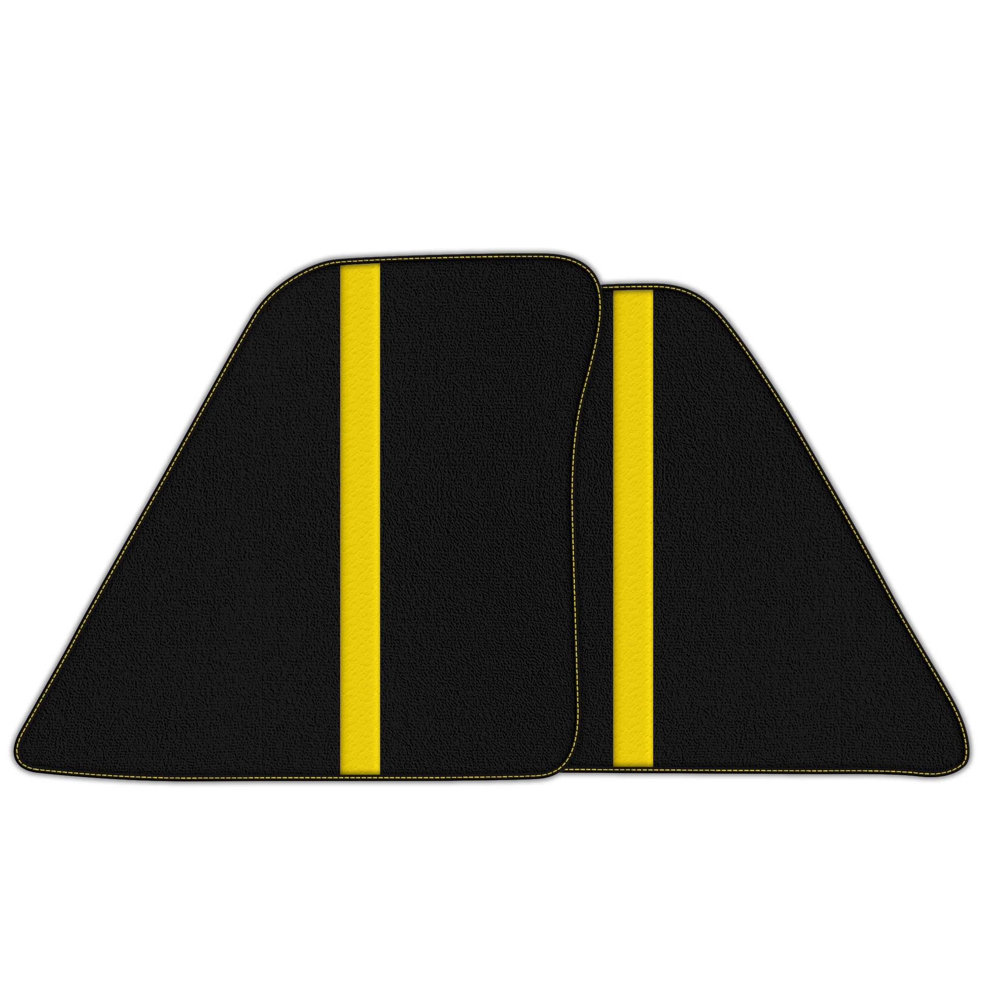 Ferrari 296 GTB massgeschneiderte Fussmatten, hochwertige Passform, elegantes Schwarz mit gelben Akzenten.