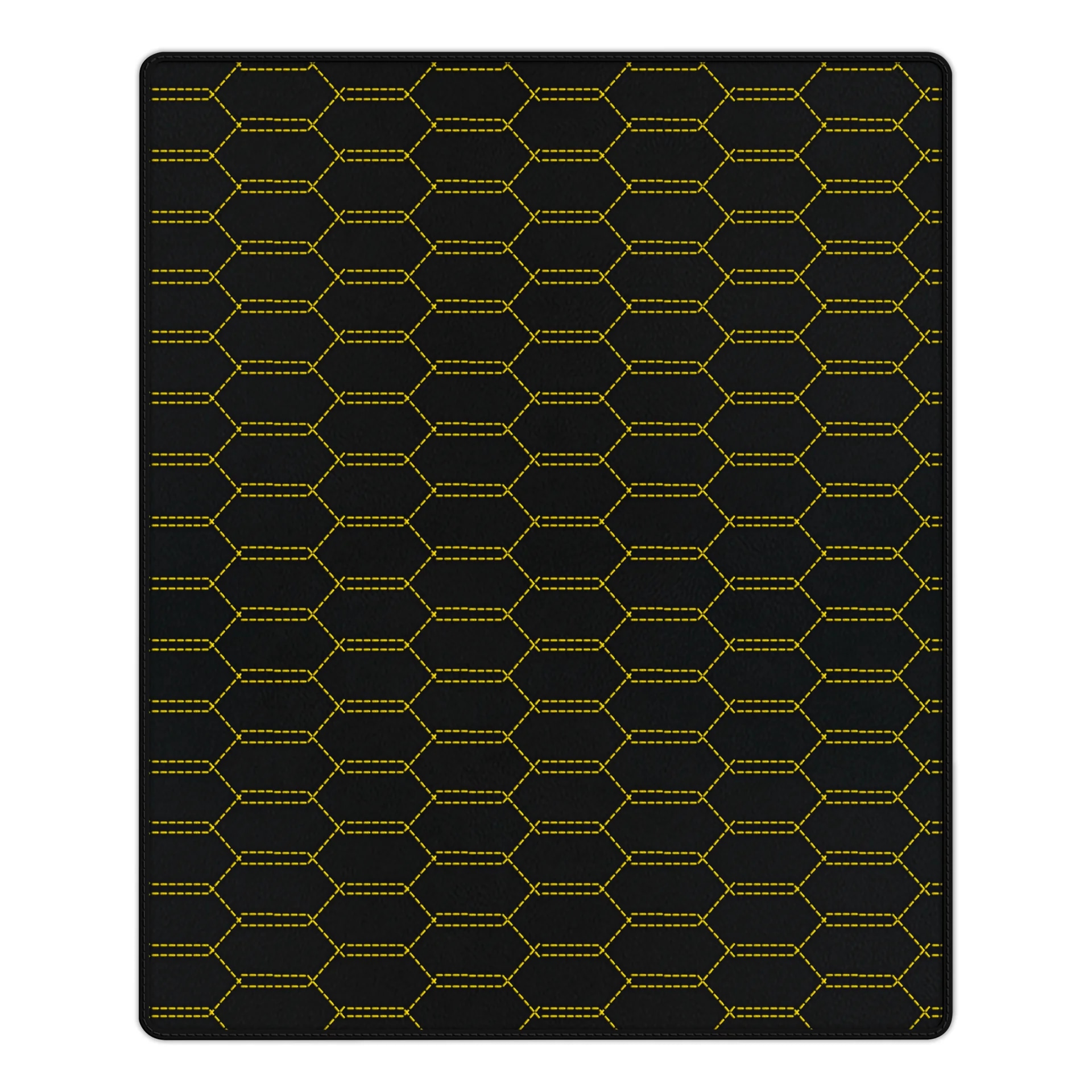 Ferrari 296 GTB maßgeschneiderte Fussmatte, hochwertiges Material, präzise Passform, modernes Design mit gelben Nähten.