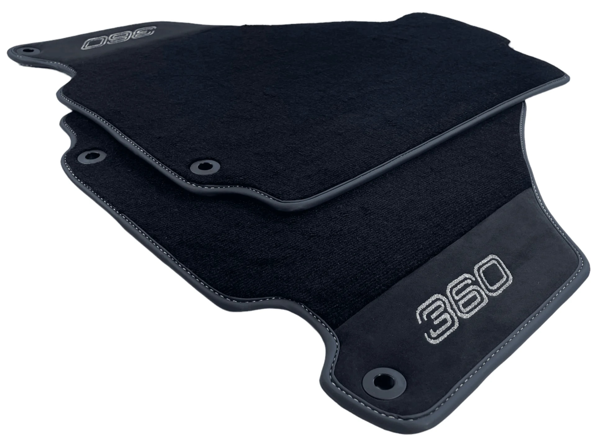 Black floor mats for Ferrari 360 Modena front view