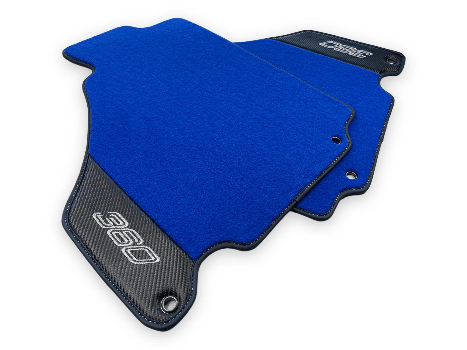 Blue floor mats for Ferrari 360 Modena with carbon fiber leather