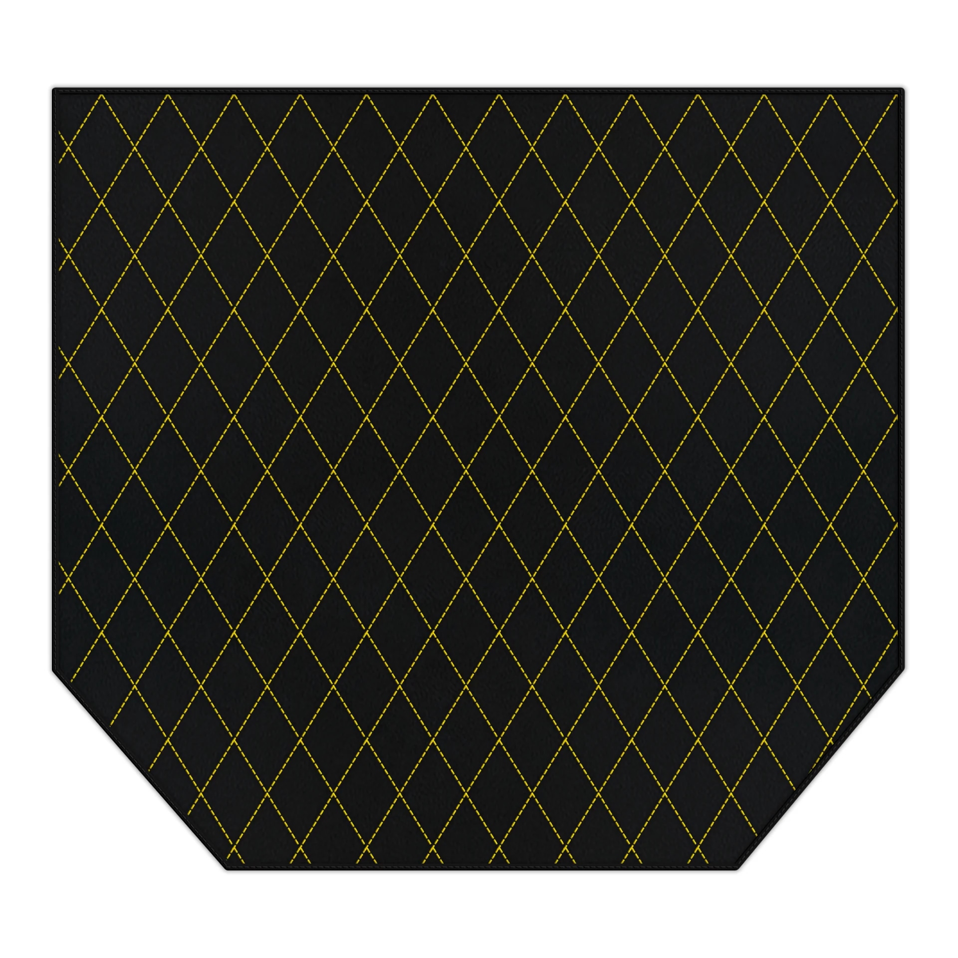 Tappetino su misura Ferrari 360, qualità premium, design nero con cuciture a rombi gialli.