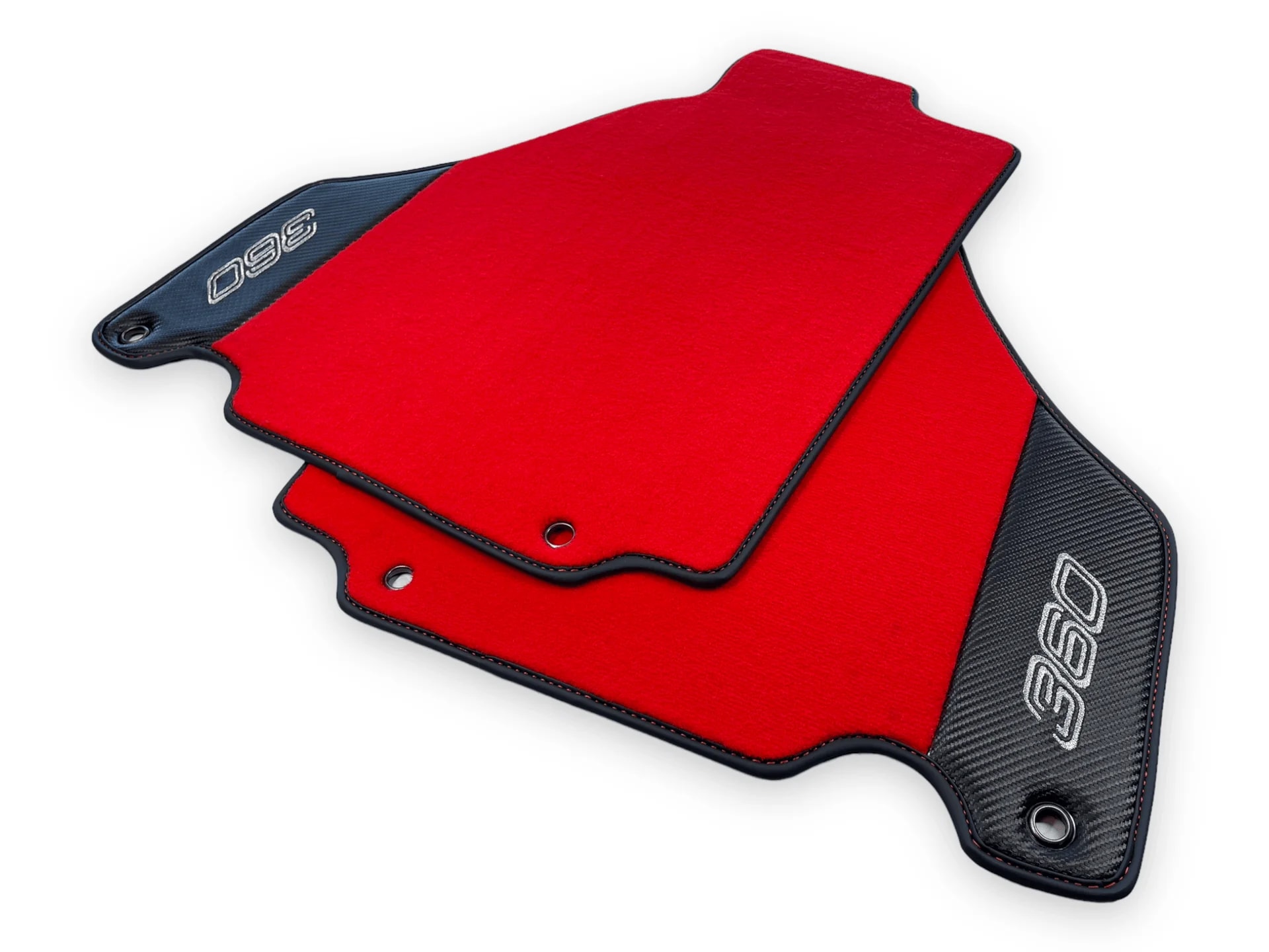 Red floor mats for Ferrari 360 Modena front view