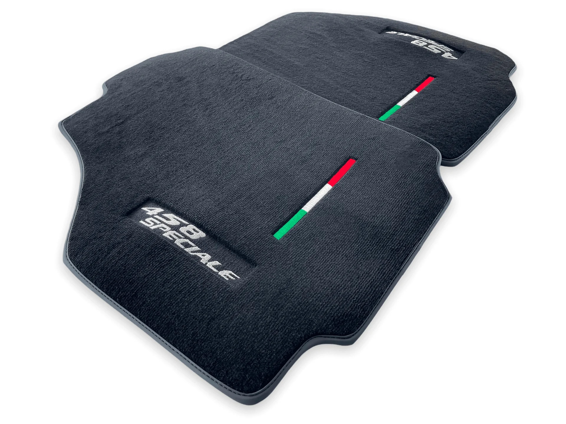 Luxury black floor mats for Ferrari 458 Speciale with Italian flag
