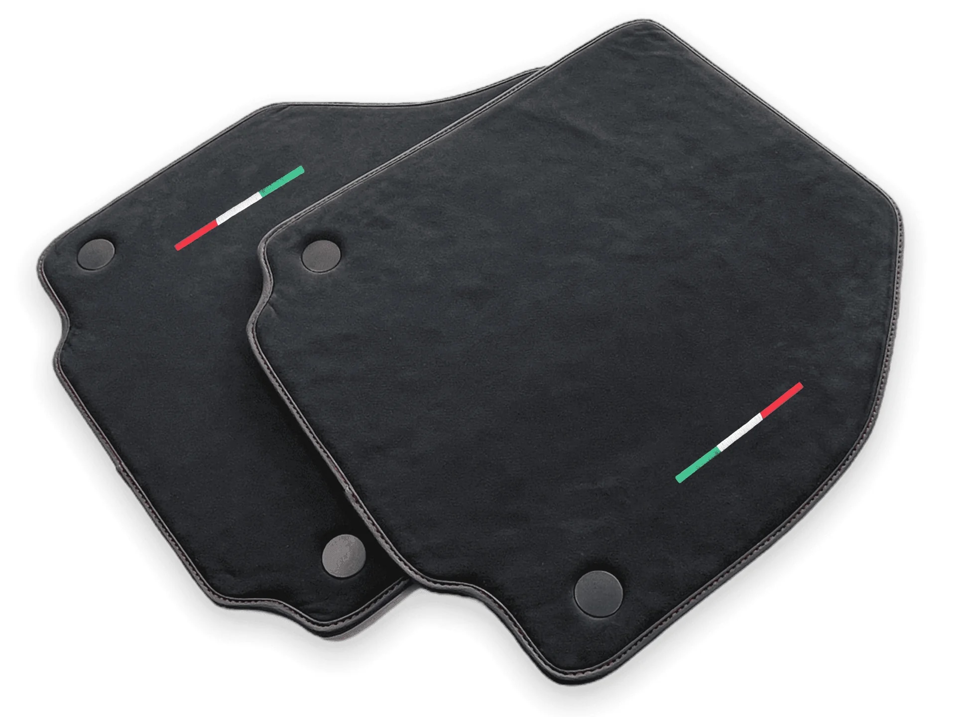 Ferrari 458 custom fit floor mats, premium quality, precise fitment, featuring stylish Italian flag design.