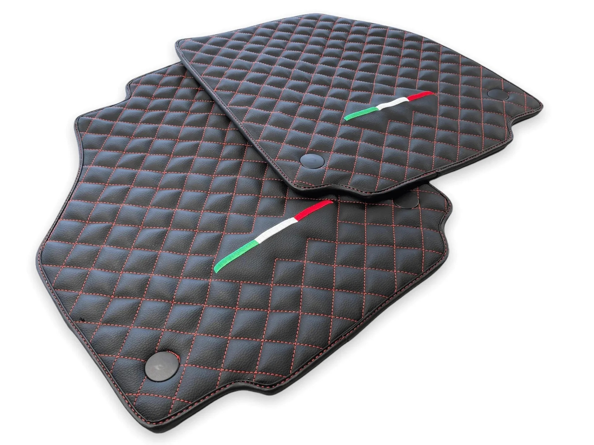 Custom-fit Ferrari 458 floor mats, premium quality material, precise fitment, featuring stylish quilted design and Italian fl