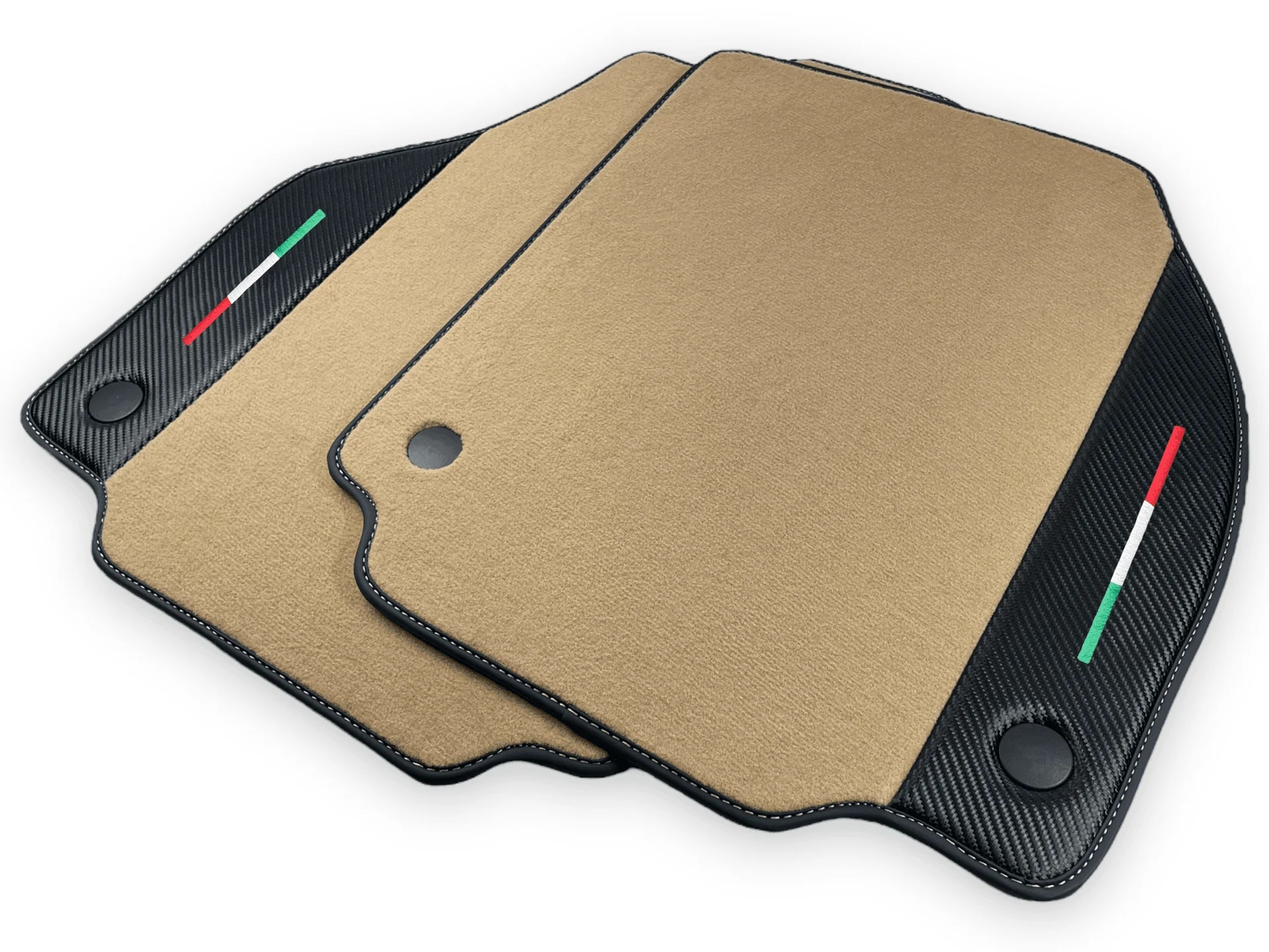 Custom fit Ferrari 488 floor mats made of premium quality material, featuring precise fitment and stylish design elements.