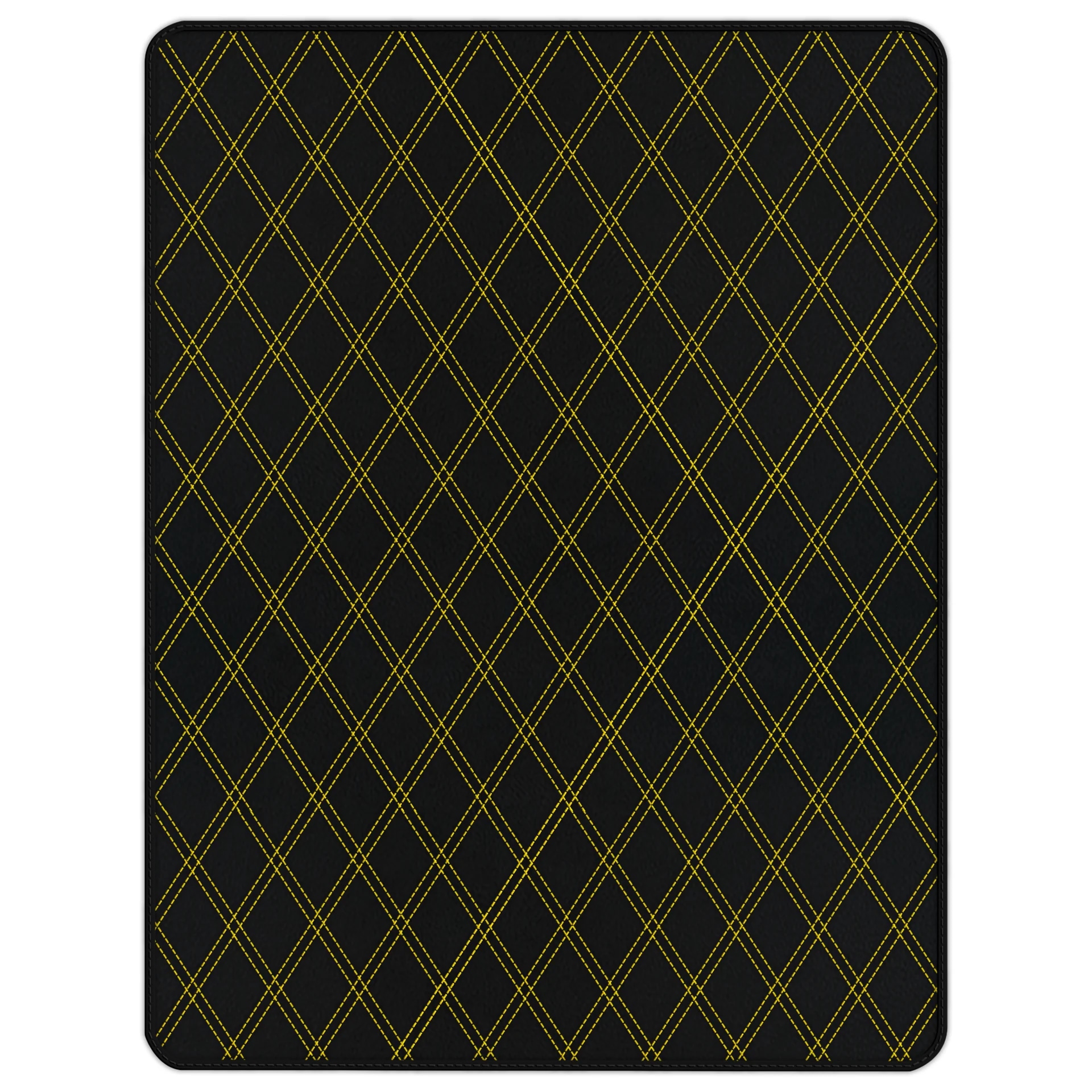 Ferrari 488 maßgeschneiderte Fussmatte, Premium-Qualität, präzise Passform, stilvolles schwarzes Design mit gelben Nähten.