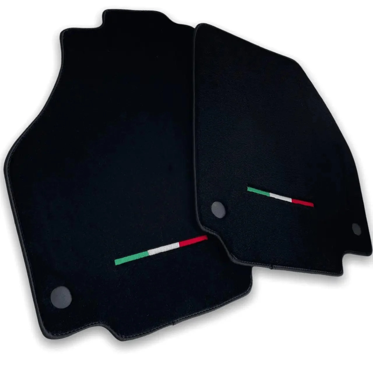 Ferrari 488 floor mats, custom fit, premium quality, with precise fitment. Elegant black design featuring Italian flag accent