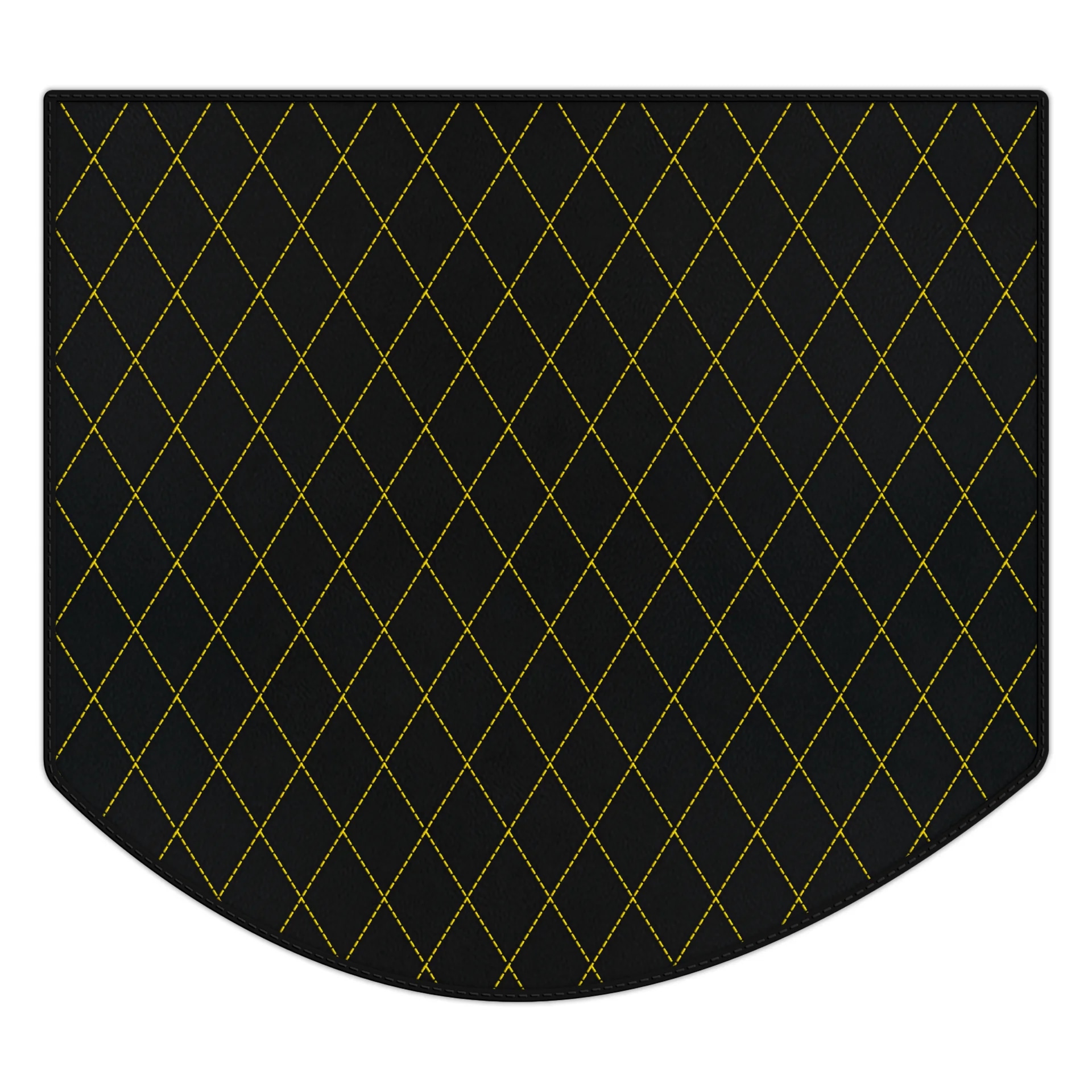 Custom fit Ferrari 512 TR floor mat, premium quality with precise fitment, featuring a stylish black design with yellow stitc