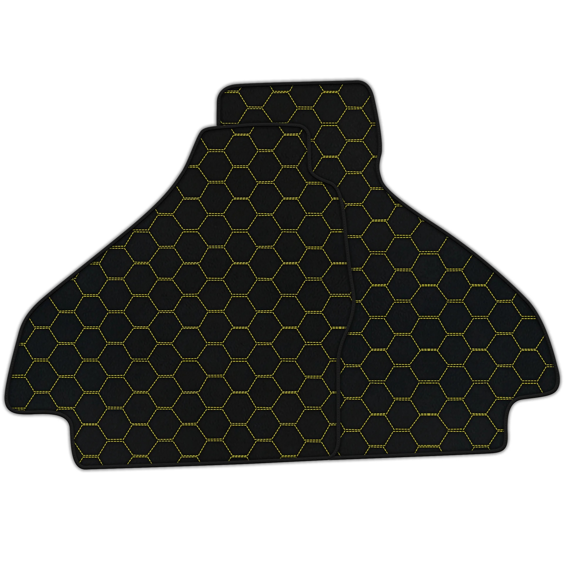 **Alt Text:** Custom fit Ferrari 512 TR floor mats in premium quality with hexagon pattern and precise fitment.