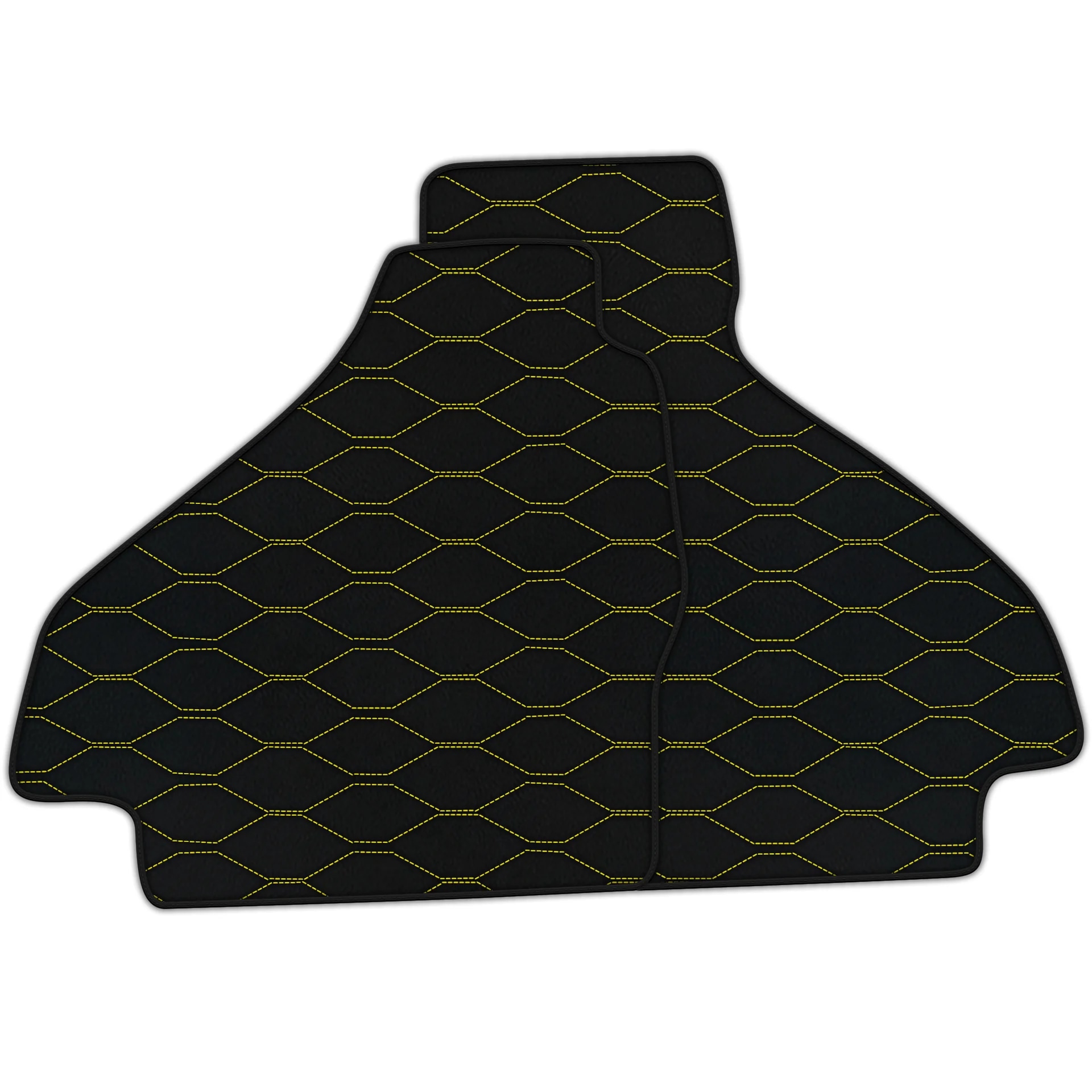Ferrari 512 TR custom fit floor mat, premium quality with precise fitment, featuring a stylish black and yellow design.