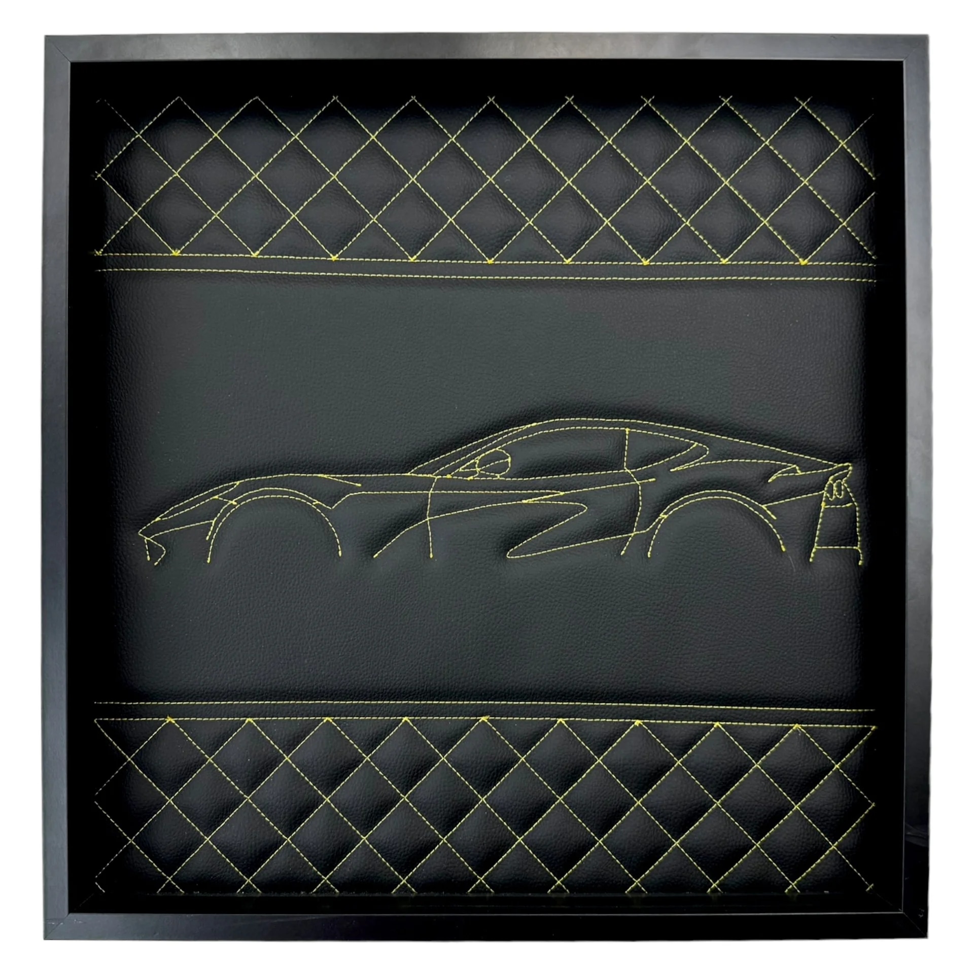 Ferrari 812 Superfast custom fit floor mat, premium quality material, precise fitment, stylish design with yellow stitching.