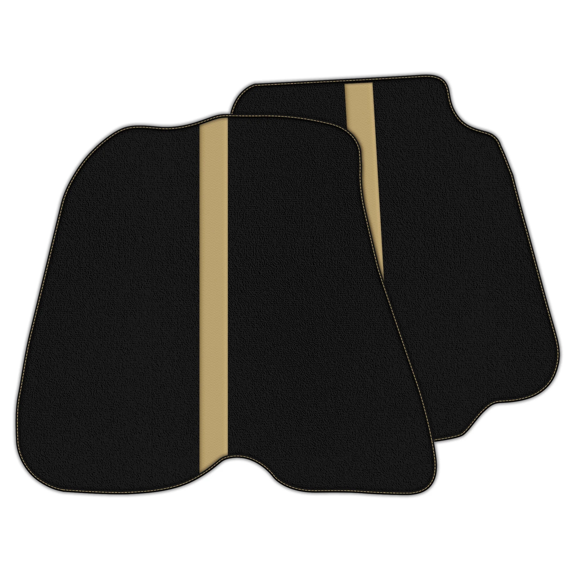 Premium custom fit Ferrari F12 Berlinetta floor mats, featuring precise fitment and elegant black with gold accents.