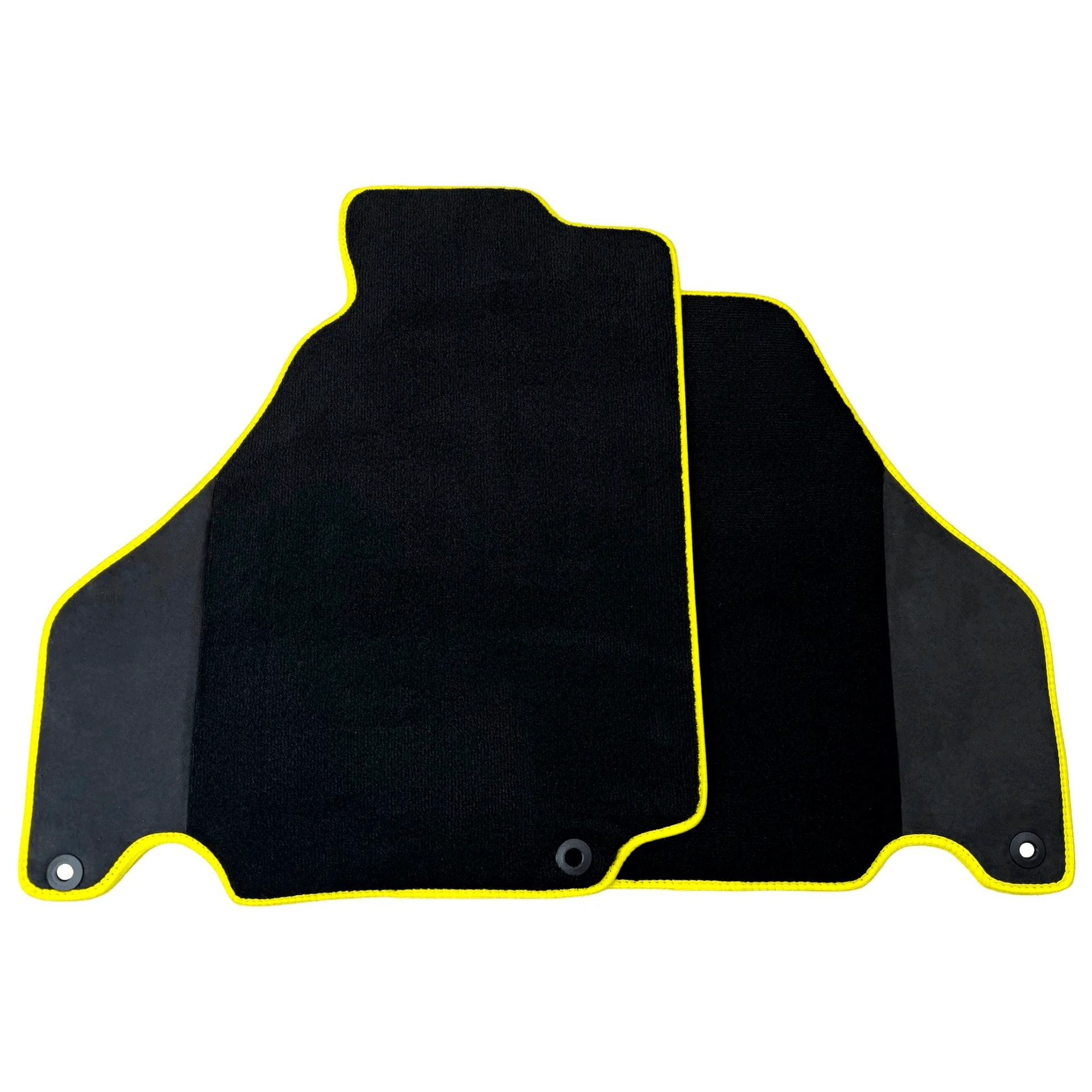 Black floor mats for Ferrari F430 with yellow trim