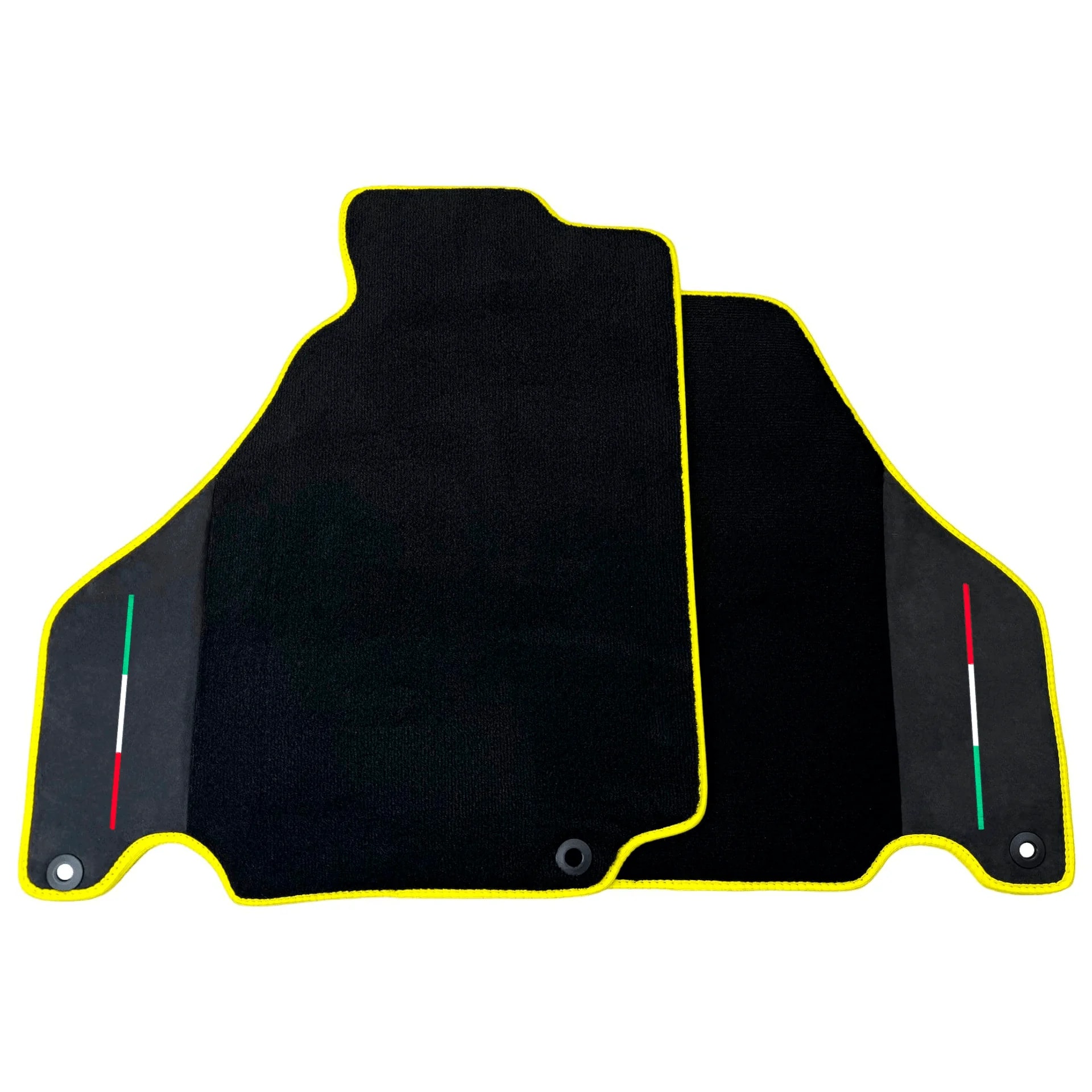 Black floor mats for Ferrari F430 with yellow trim