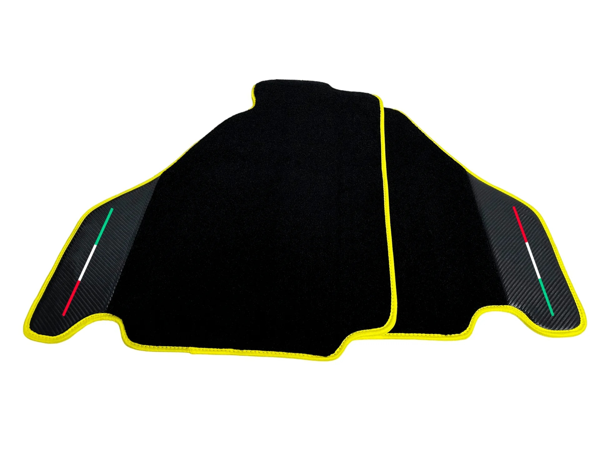 Ferrari F430 custom fit floor mats, premium quality, precise fitment, featuring stylish carbon accents and vibrant trim.