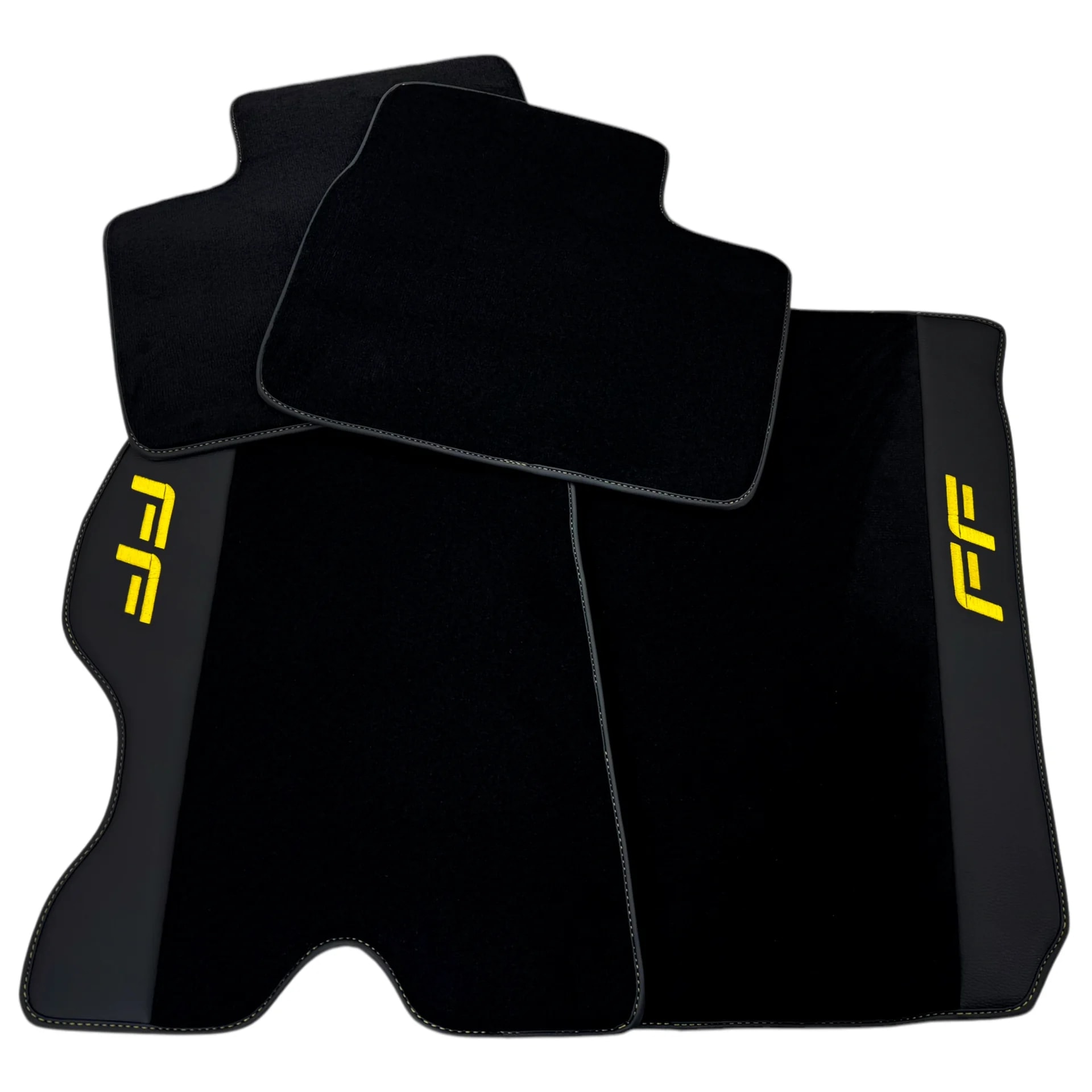 Luxury black floor mats for Ferrari FF with leather border