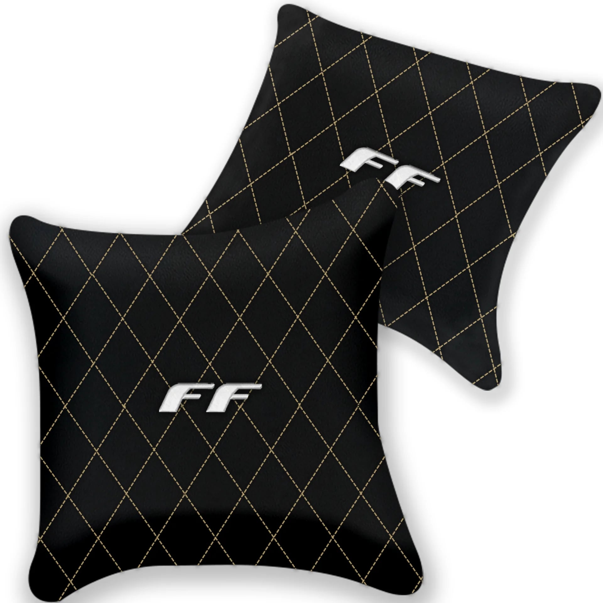 Anpassbare schwarze Lederkissen Set von 2 für Ferrari FF (2011-2016) - Verschiedene Nähfarben