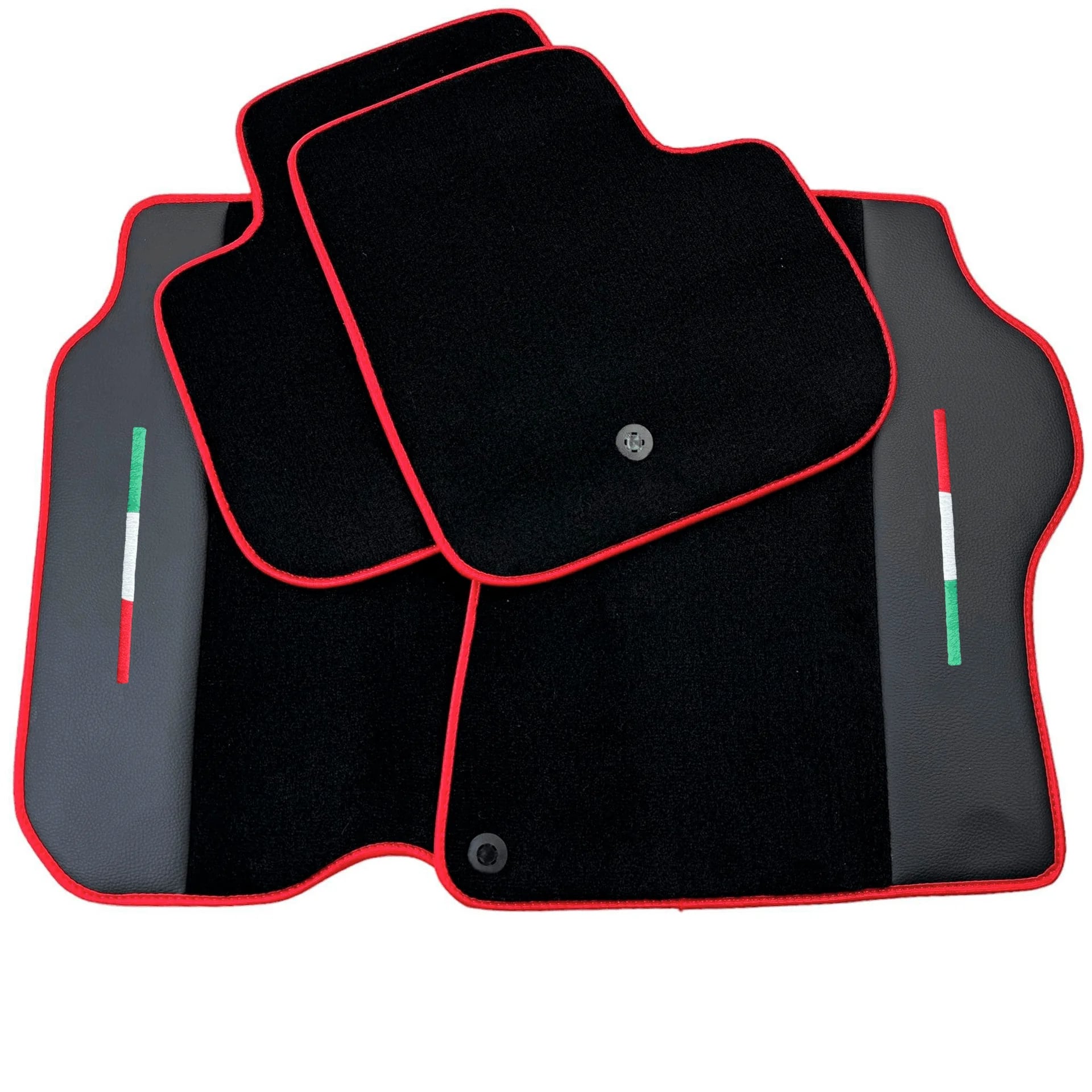 Black Floor Mats for Ferrari GTC4 Lusso with Leather and Red Trim | Right Hand Drive