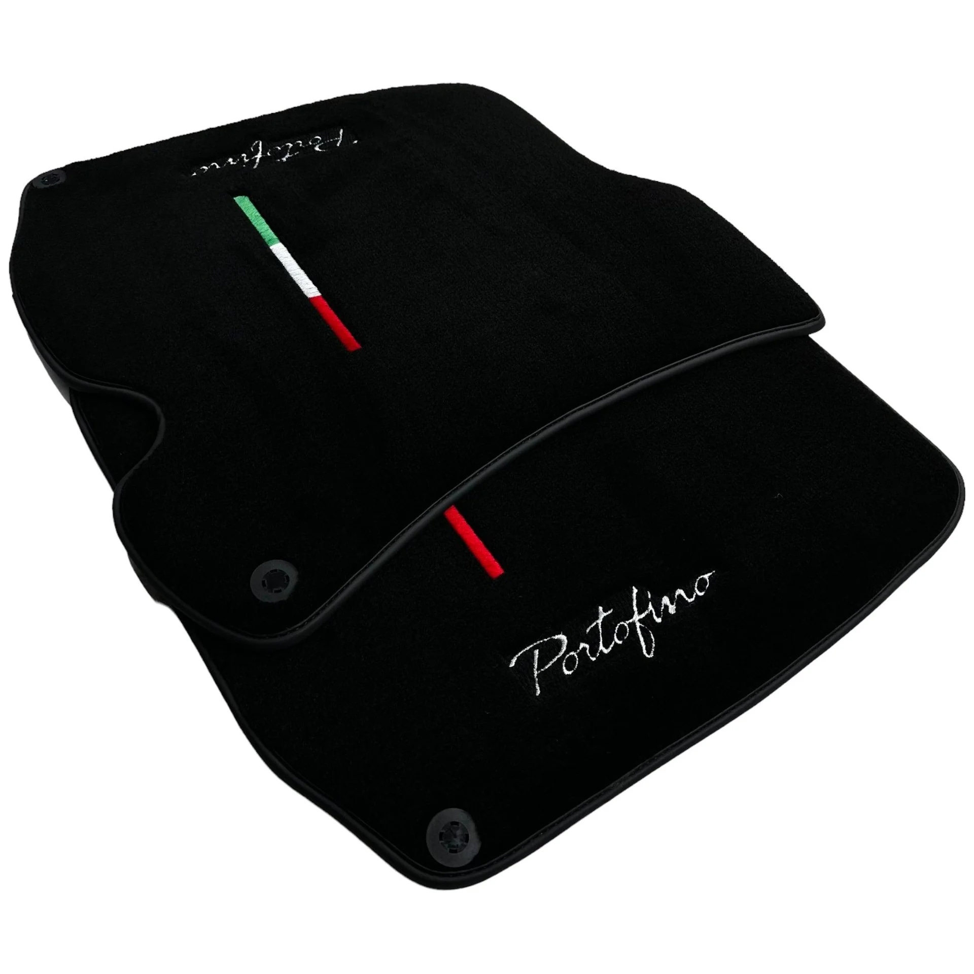 Ferrari Portofino custom fit floor mats, premium quality material, precise fitment, stylish design with Italian colors.