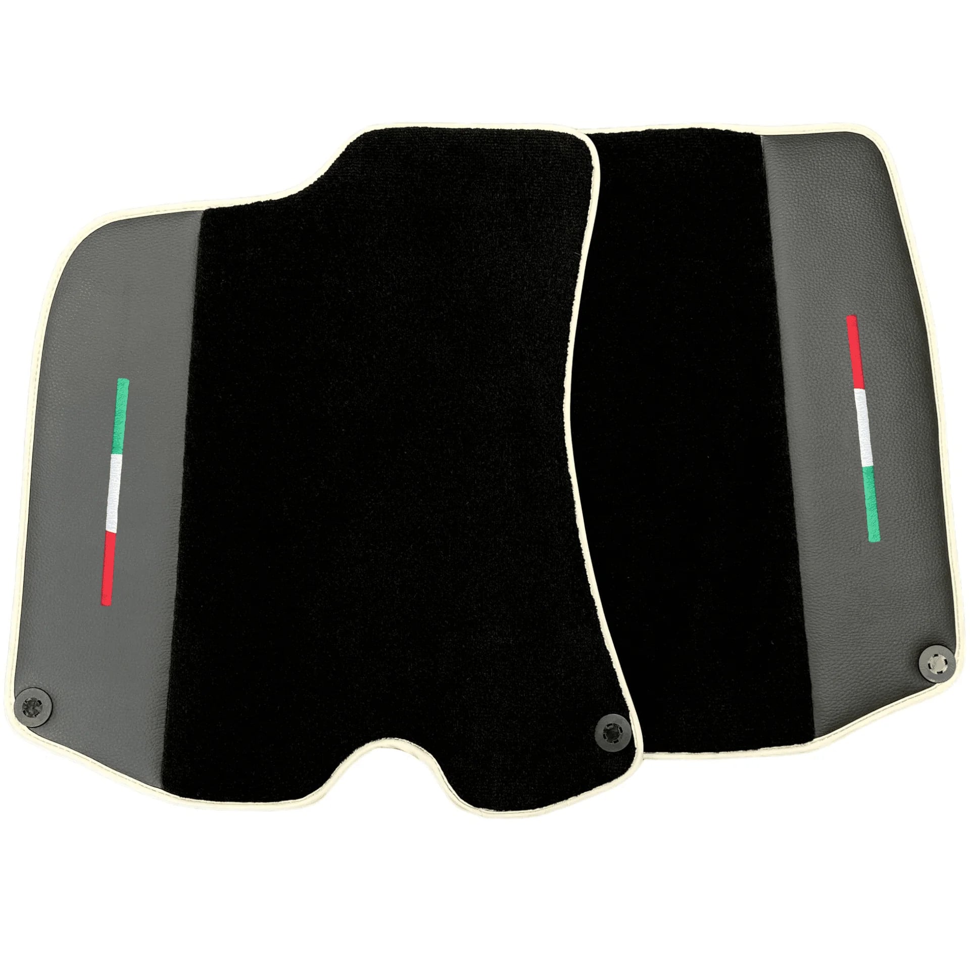 Black Floor Mats For Ferrari Portofino (2018-2023) With Leather and Beige Trim