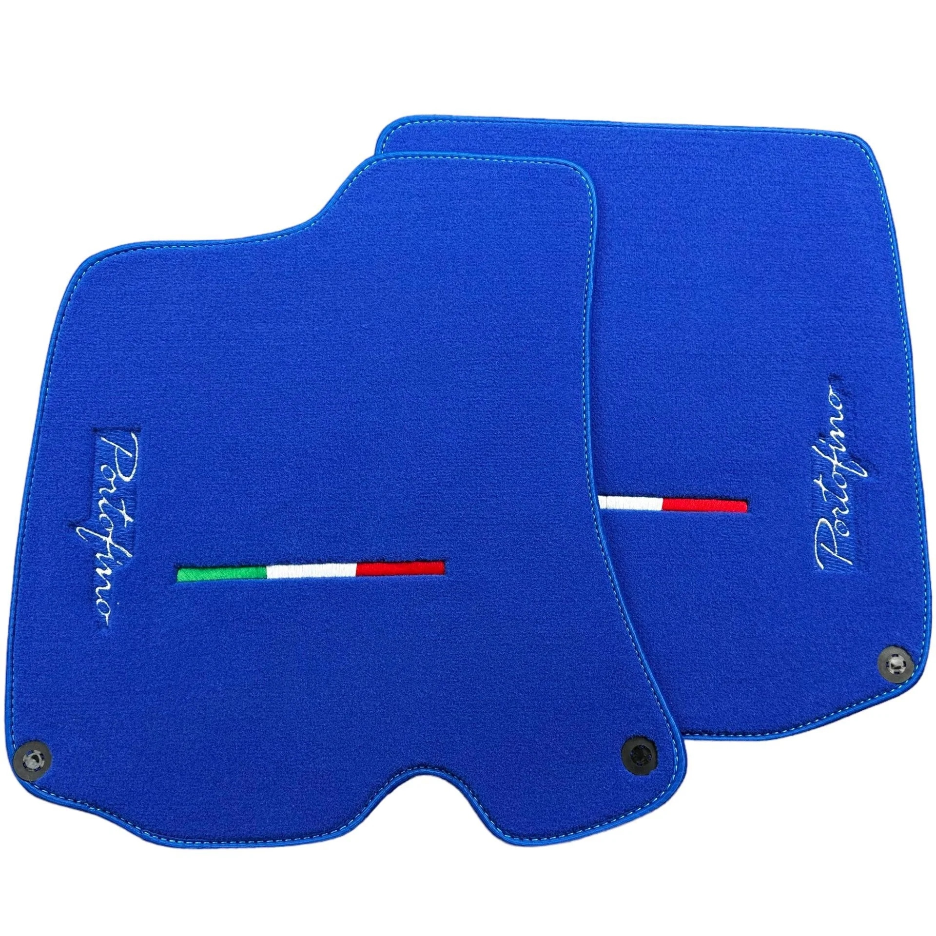 Custom-fit Ferrari Portofino floor mats in premium quality material with precise fitment and stylish blue design.