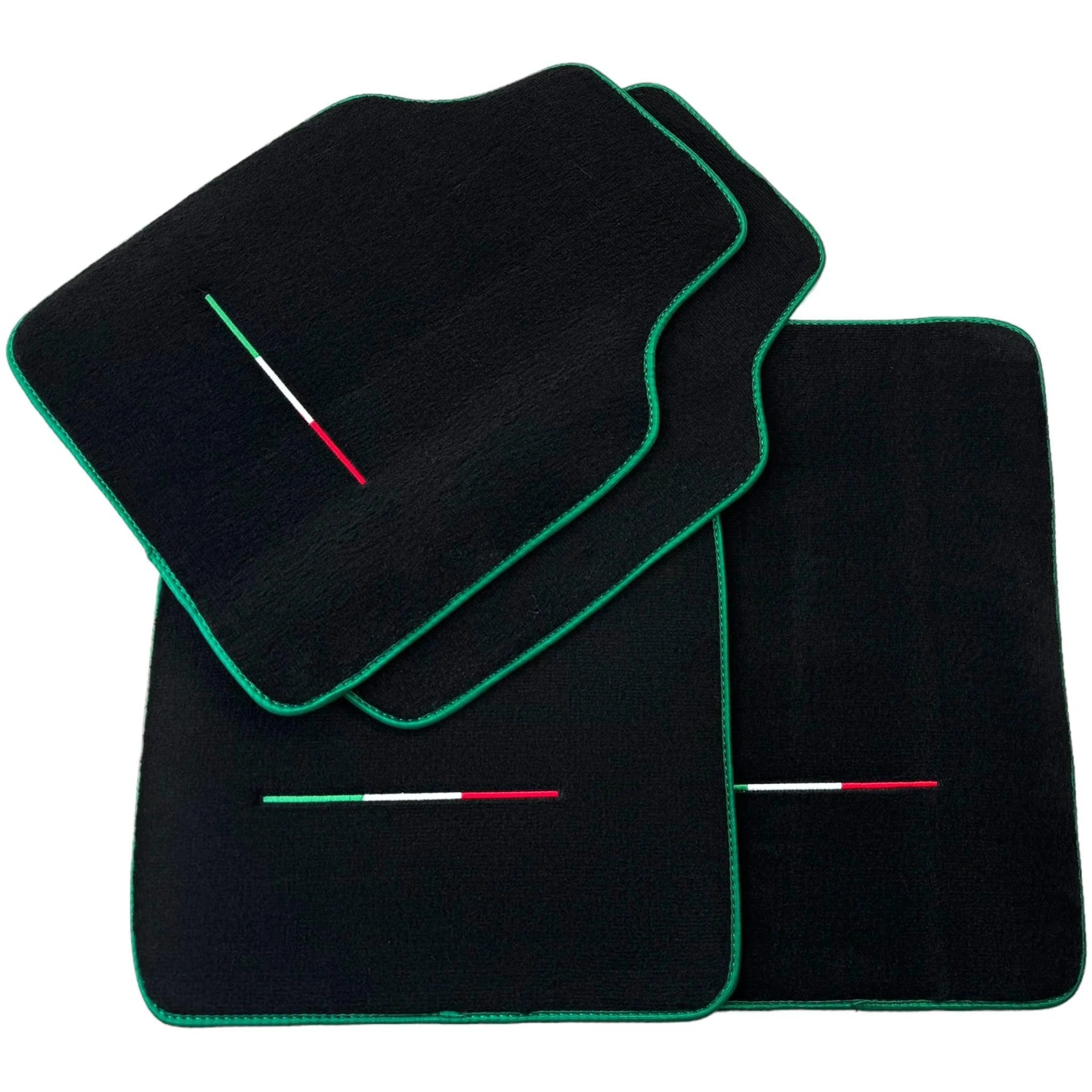 Luxury black floor mats for Ferrari Purosangue with green trim