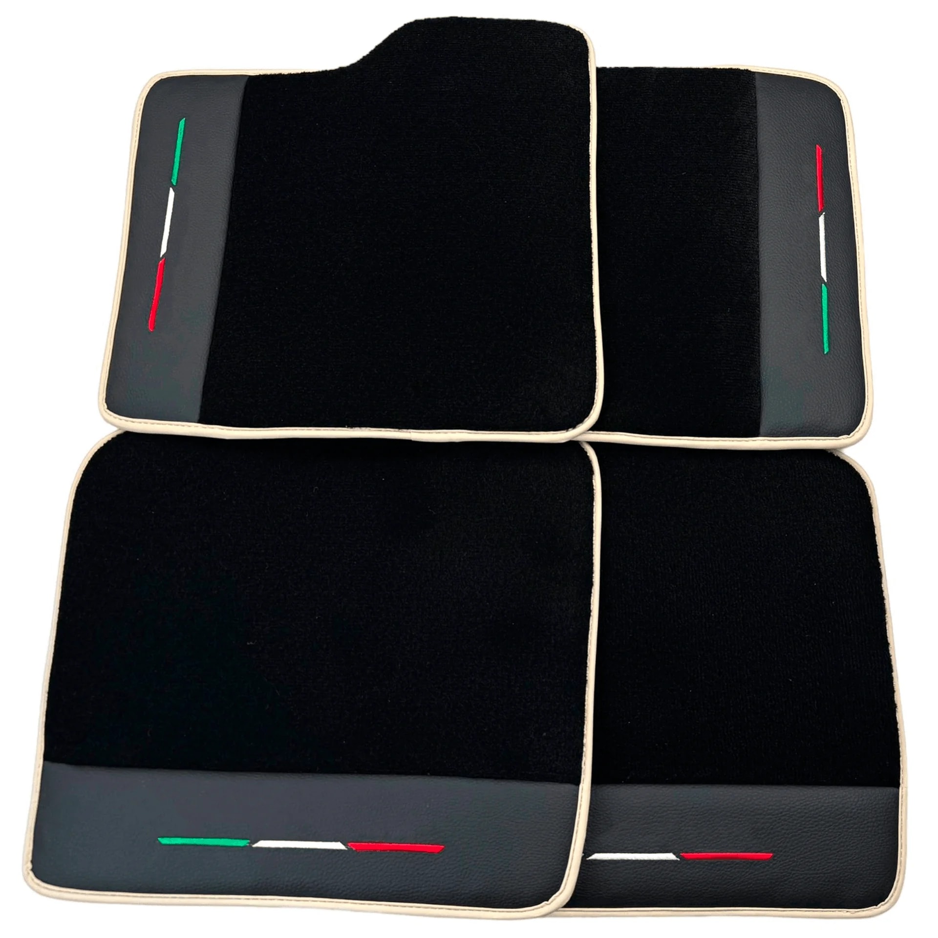 Luxury black diamond leather floor mats for Ferrari Purosangue