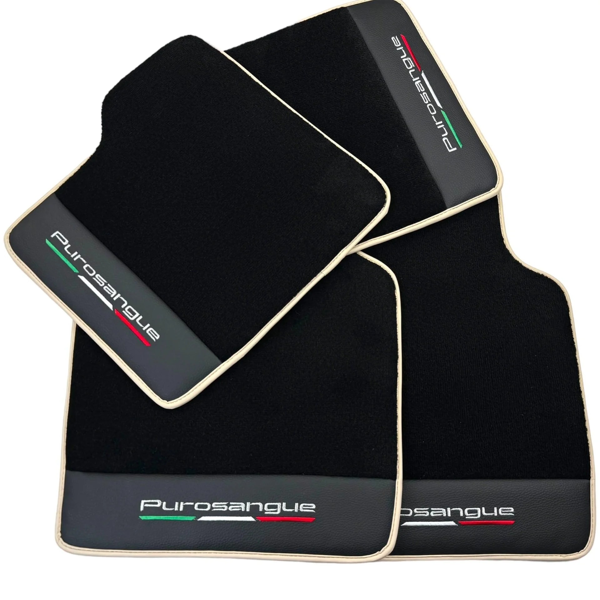 Luxury black diamond leather floor mat for Ferrari Purosangue