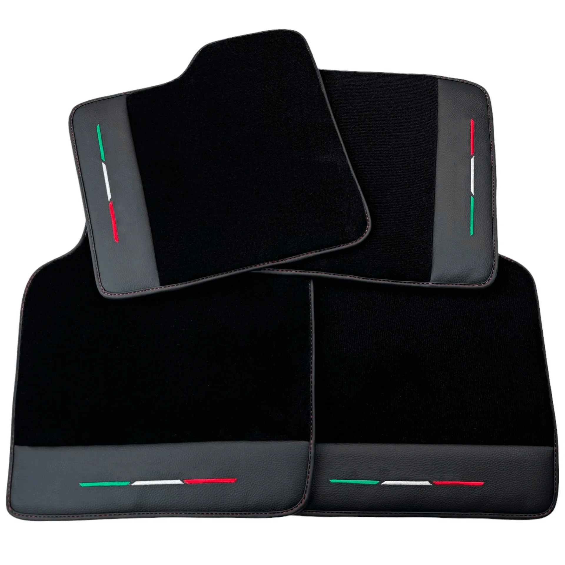 Luxury black diamond leather floor mats for Ferrari Purosangue