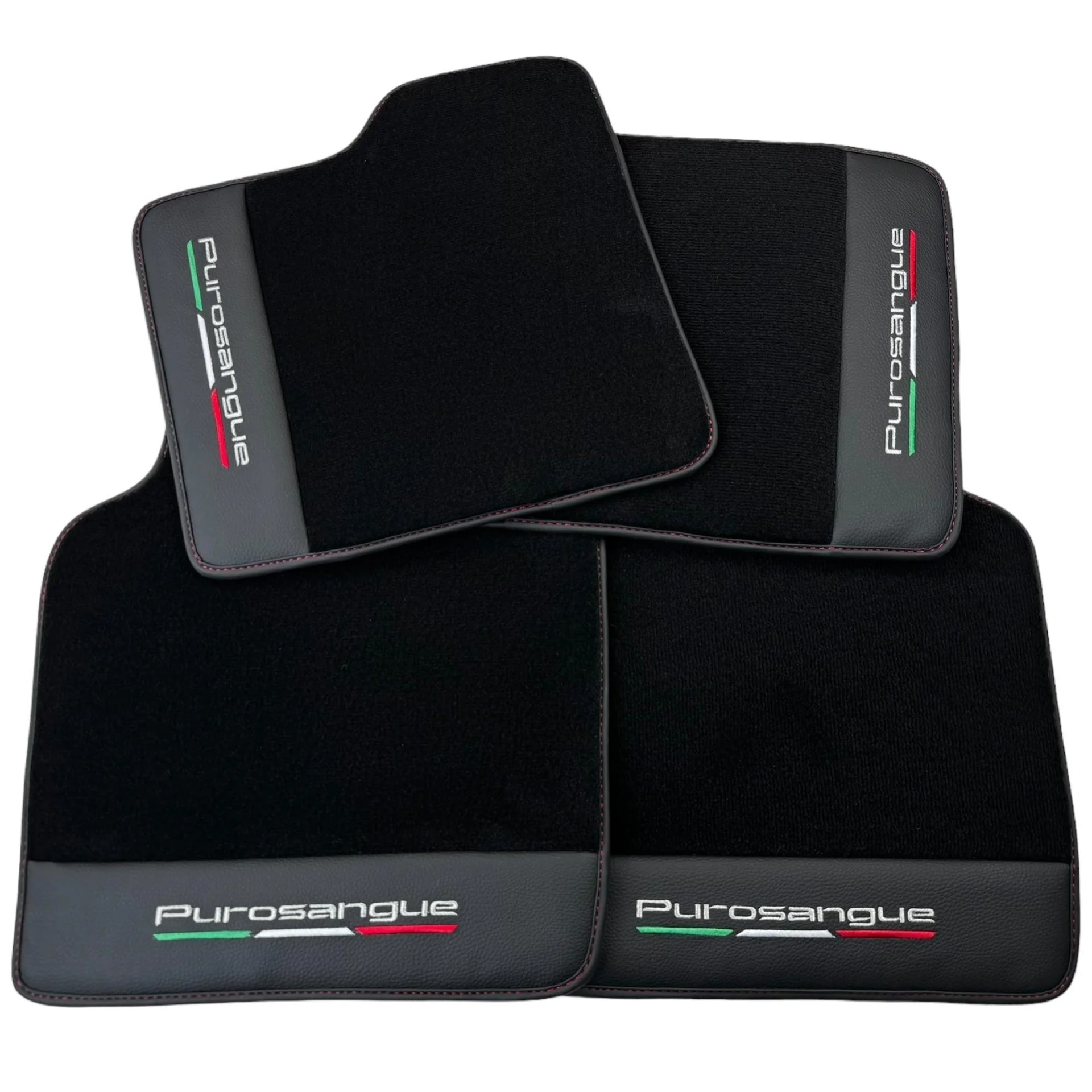 Luxury black floor mats for Ferrari Purosangue - front view