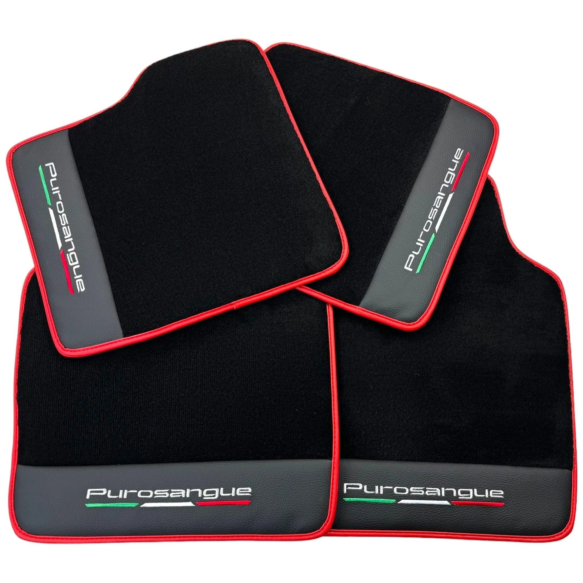 Luxury black leather floor mats for Ferrari Purosangue front view