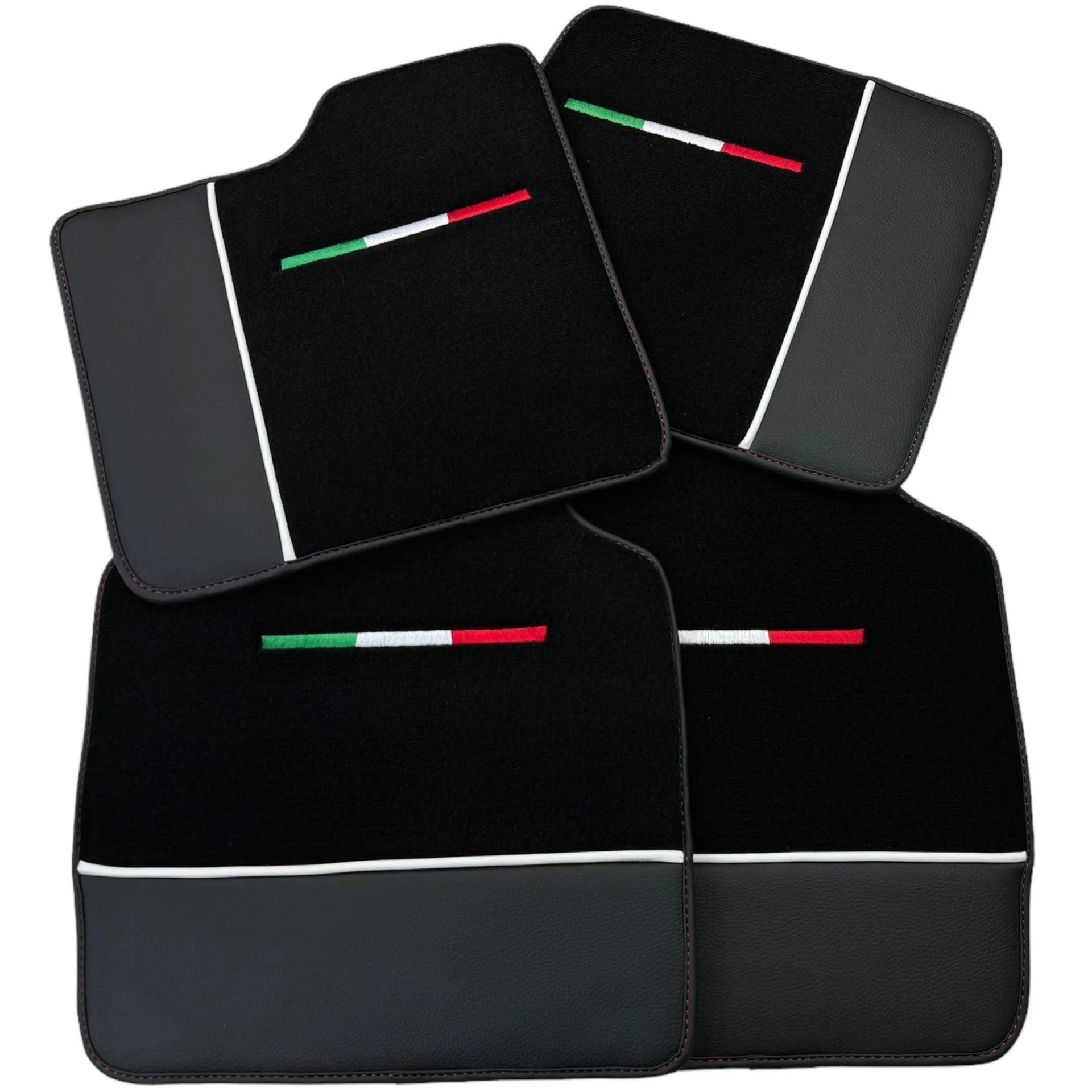 Luxury black diamond leather floor mats for Ferrari Purosangue