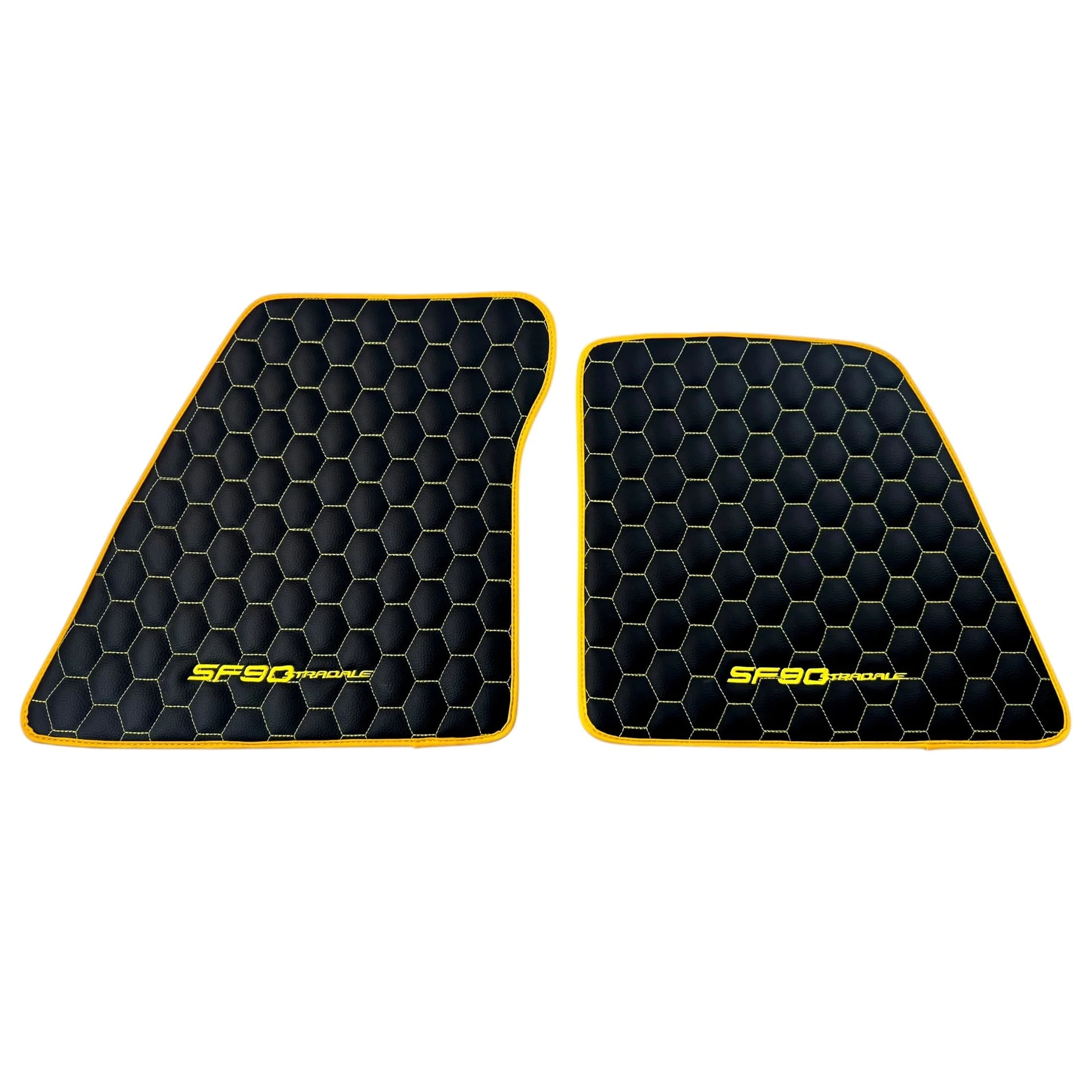 Luxury black leather floor mats for Ferrari SF90 Stradale